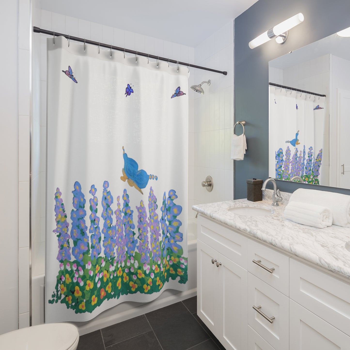 Butterfly Lovers Garden Shower Curtains, Bathroom Refresh Gifts, Botanical Bathroom Decor