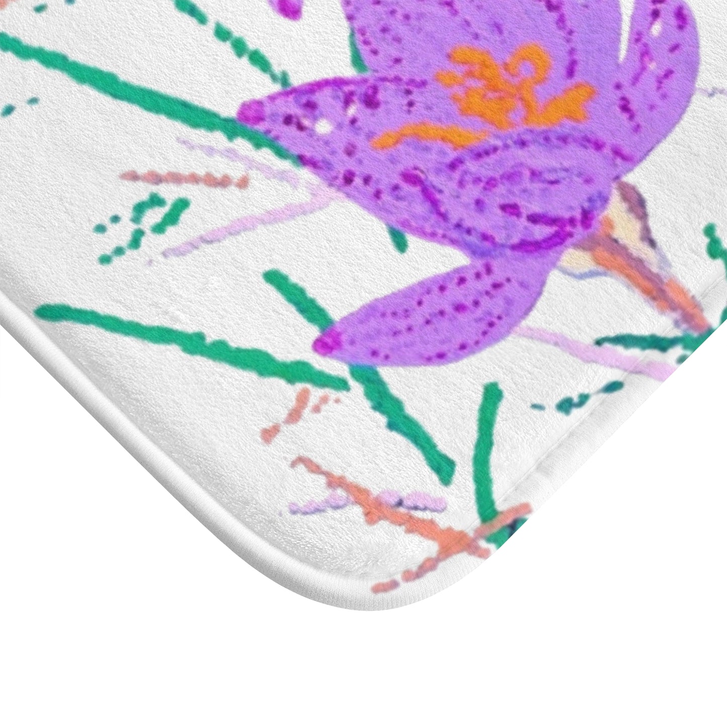 Crocus Flower Bath Mat, Beautiful Printed Non Slip Accent Rug