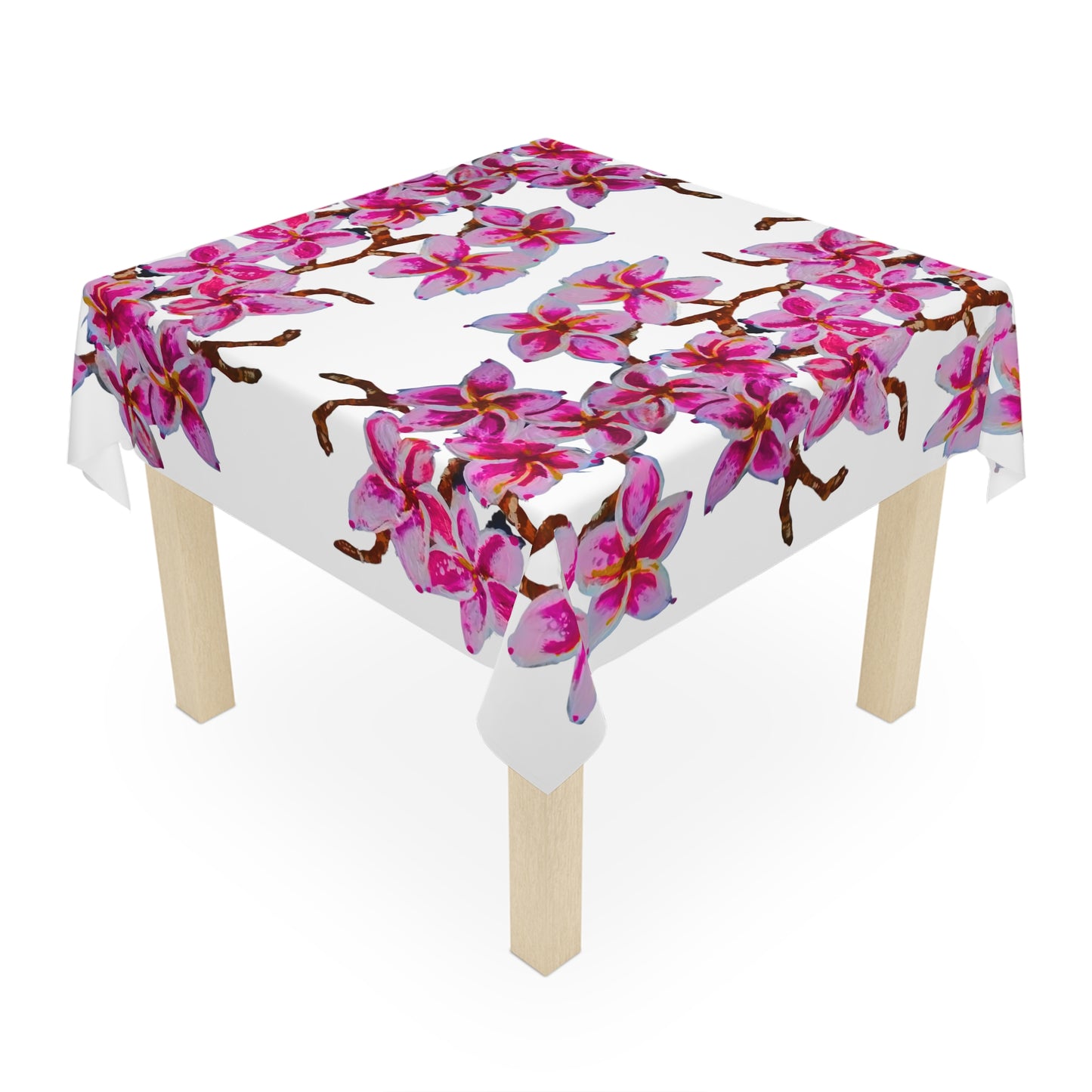 Cherry Blossom Floral Printed Tablecloth, Lightweight Large Beach Blanket, Festive Outdoor Tablecloth