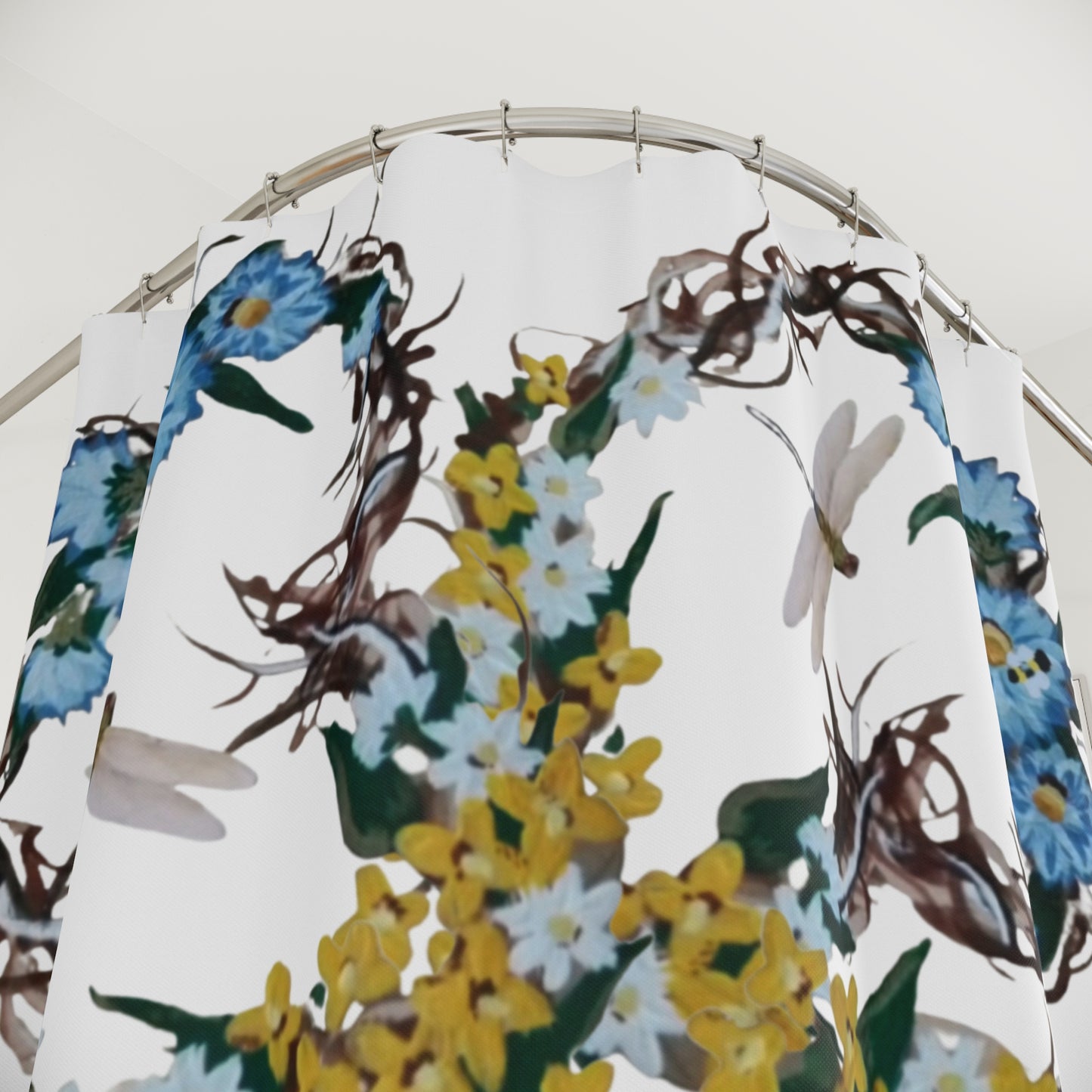 Floral Heart Wreath Shower Curtains, Nature Inspired Botanical Bathroom Decor, Spring Refresh Gifts