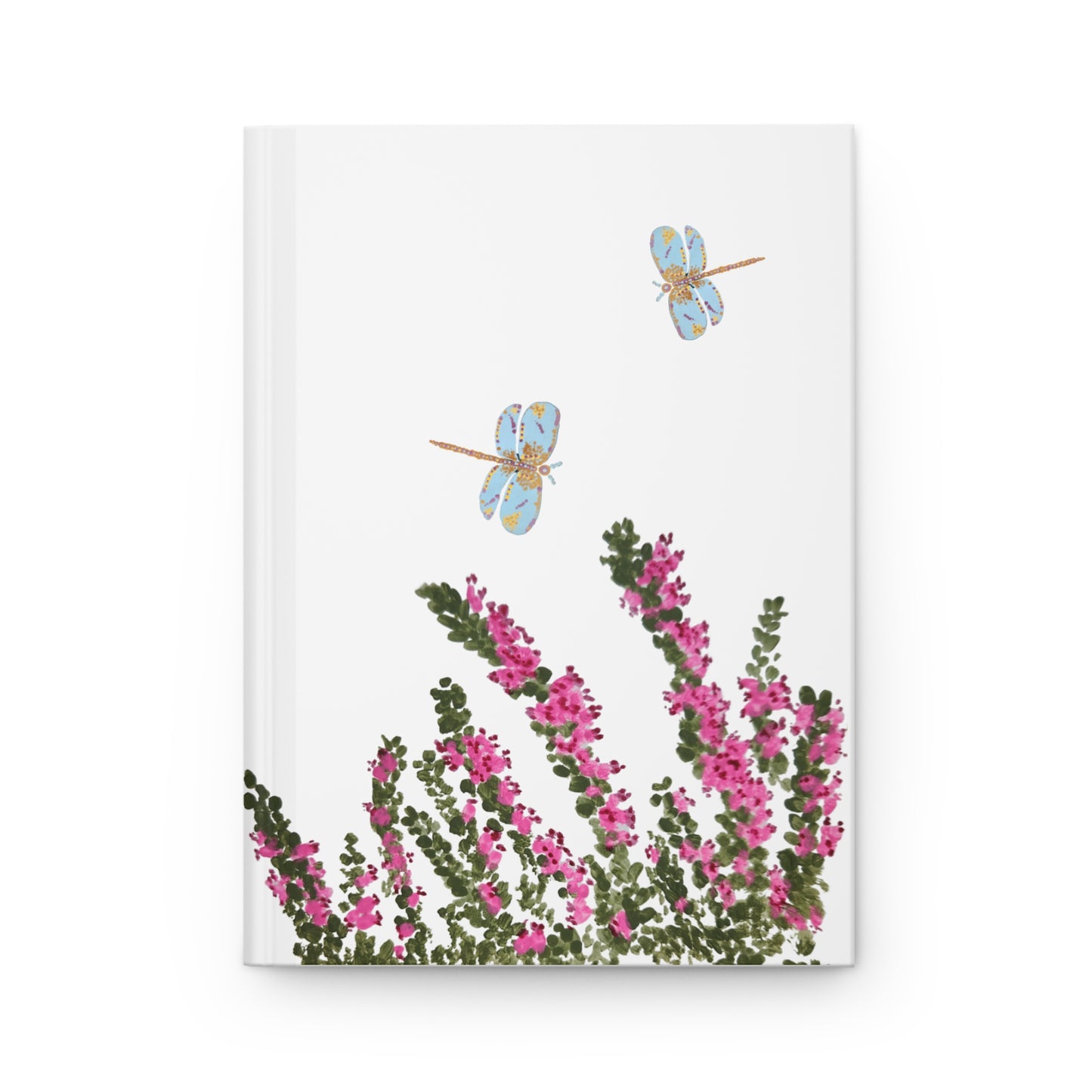 Dragonfly Heather Hardcover Journal, Beautiful Garden Journal, Floral Travel Guide