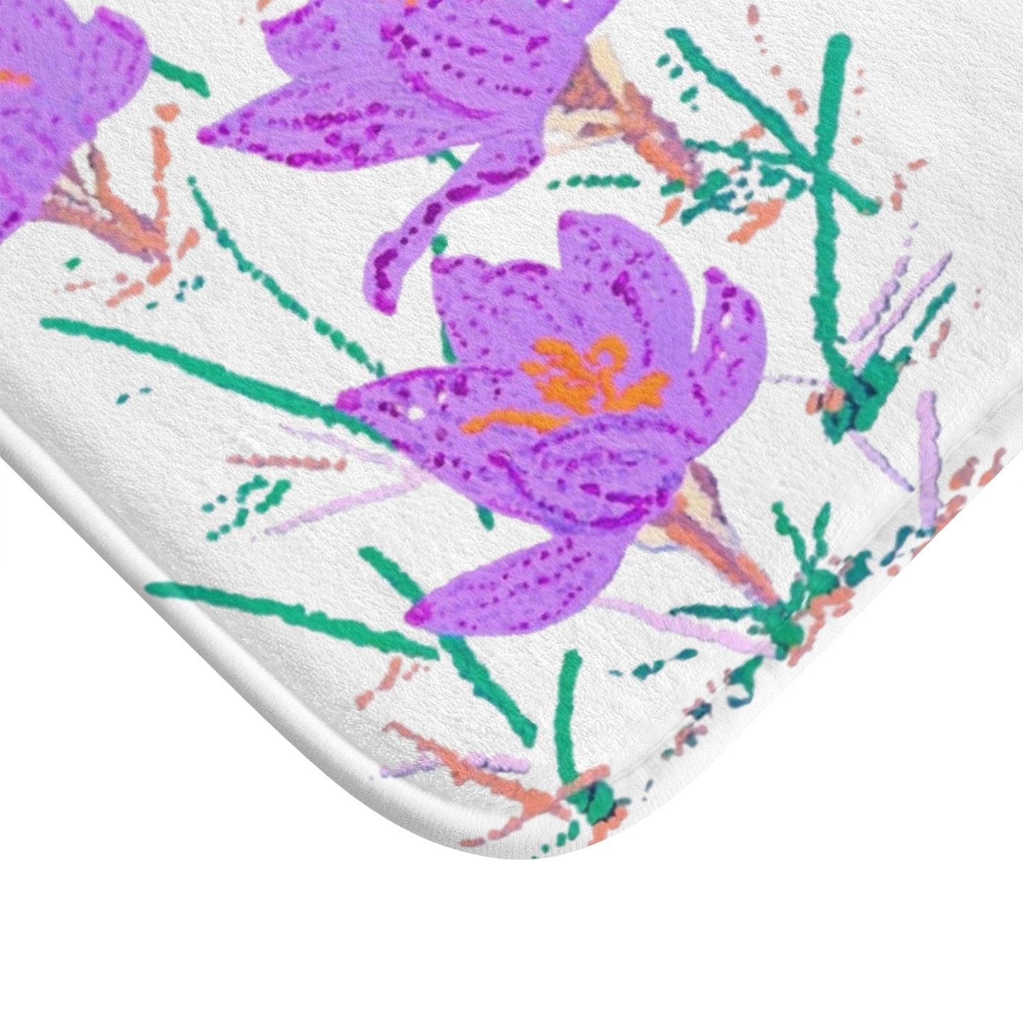 Crocus Flower Bath Mat, Beautiful Printed Non Slip Accent Rug