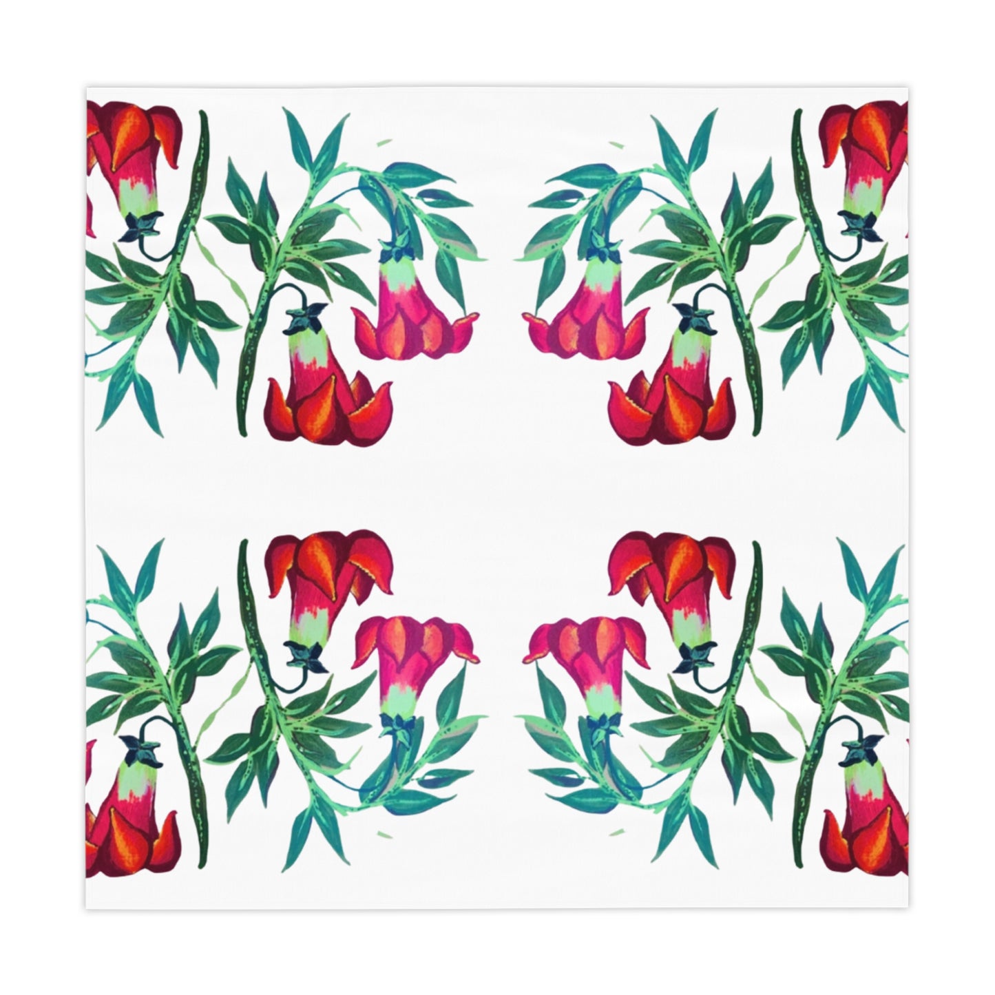 Floral Trumpets Tablecloth, Farmhouse Printed Tablecloth, Large Beach Blanket, Square Outdoor Tablecloth