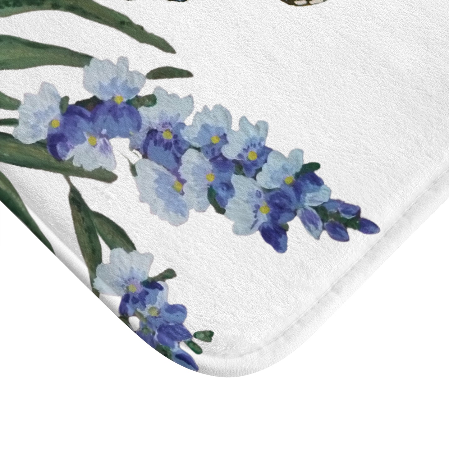 Monarch Wisteria Bath Mat, Beautiful Botanical Accent Rug, Decorative Floral Shower Mat