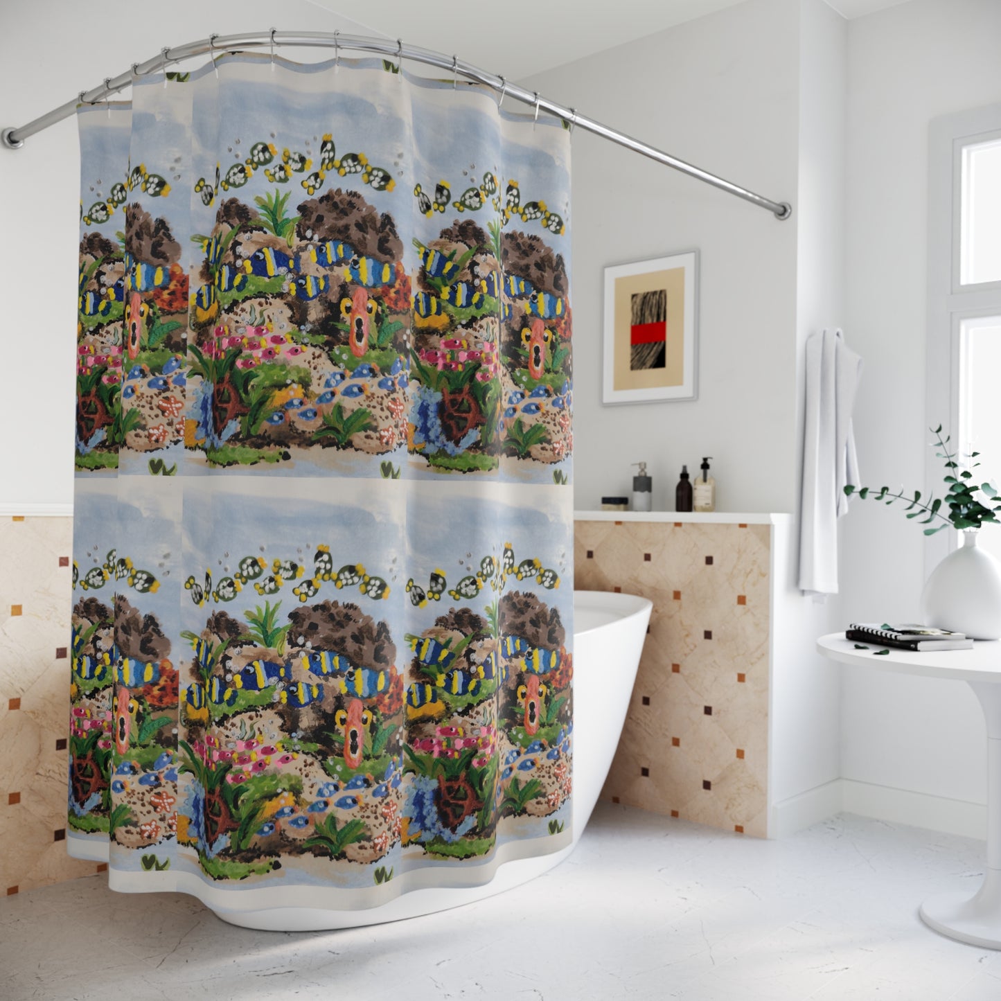 Under Water Ocean View Shower Curtain, Unique Nature Inspired Bathroom Decor