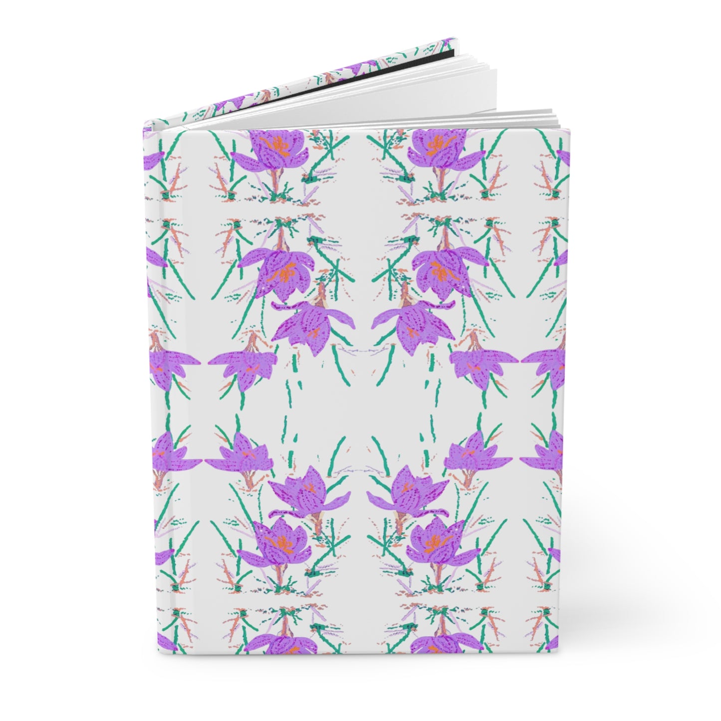 Crocus Flower Hardcover Manifest Journal, Beautiful Flower Notebook, Recipe Book, Travel Itinerary