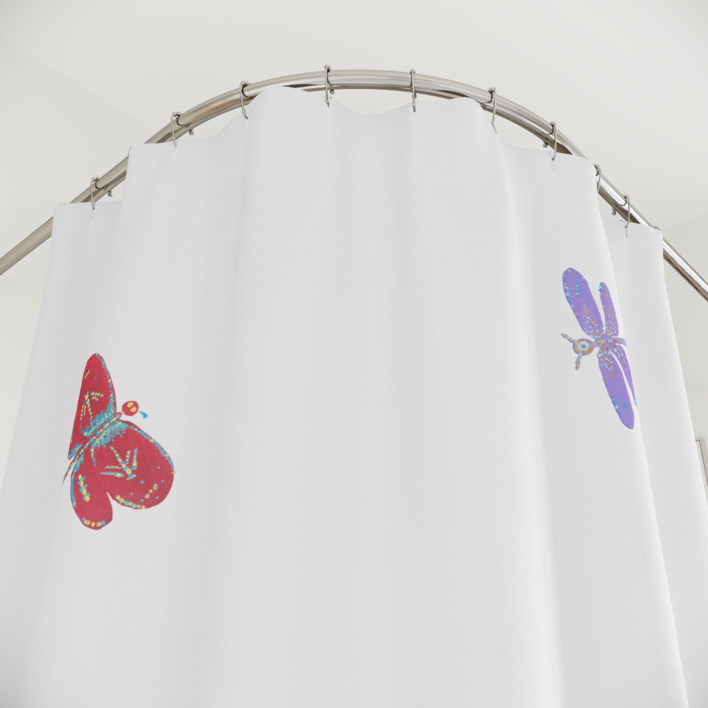 Cattails and Dragonflies Shower Curtain, Decorative Floral Bathroom Curtain, Nature Inspired Bathroom Decor, Spring Bathroom Refresh Gift