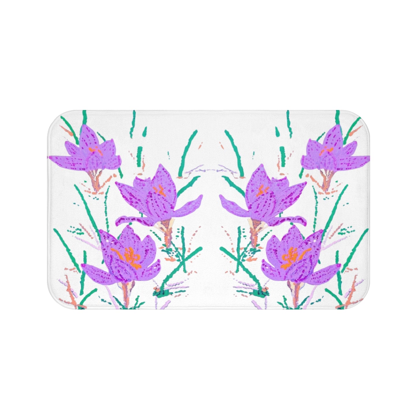 Crocus Flower Bath Mat, Beautiful Printed Non Slip Accent Rug