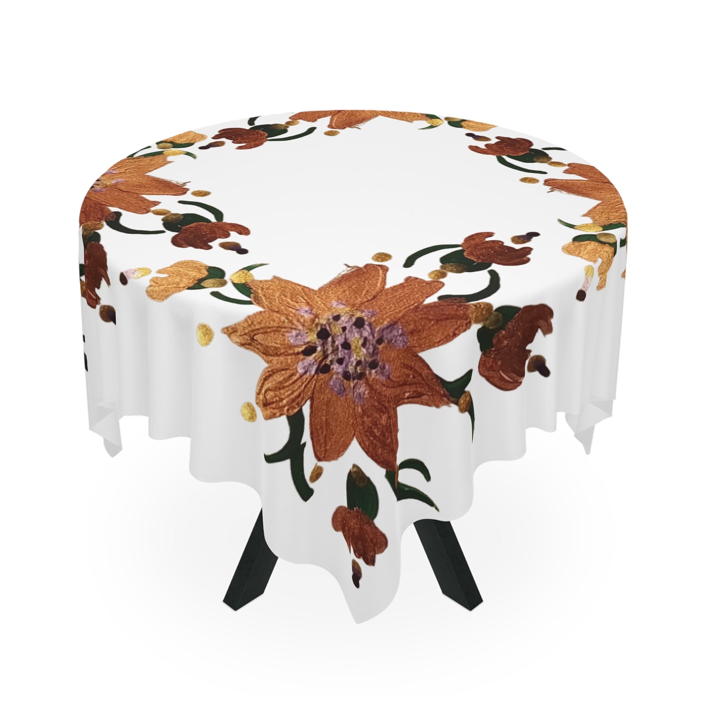 Shimmering Gold Floral Tablecloth, Festive Patterned Wedding Tablecloth, Square Holiday Tablecloth