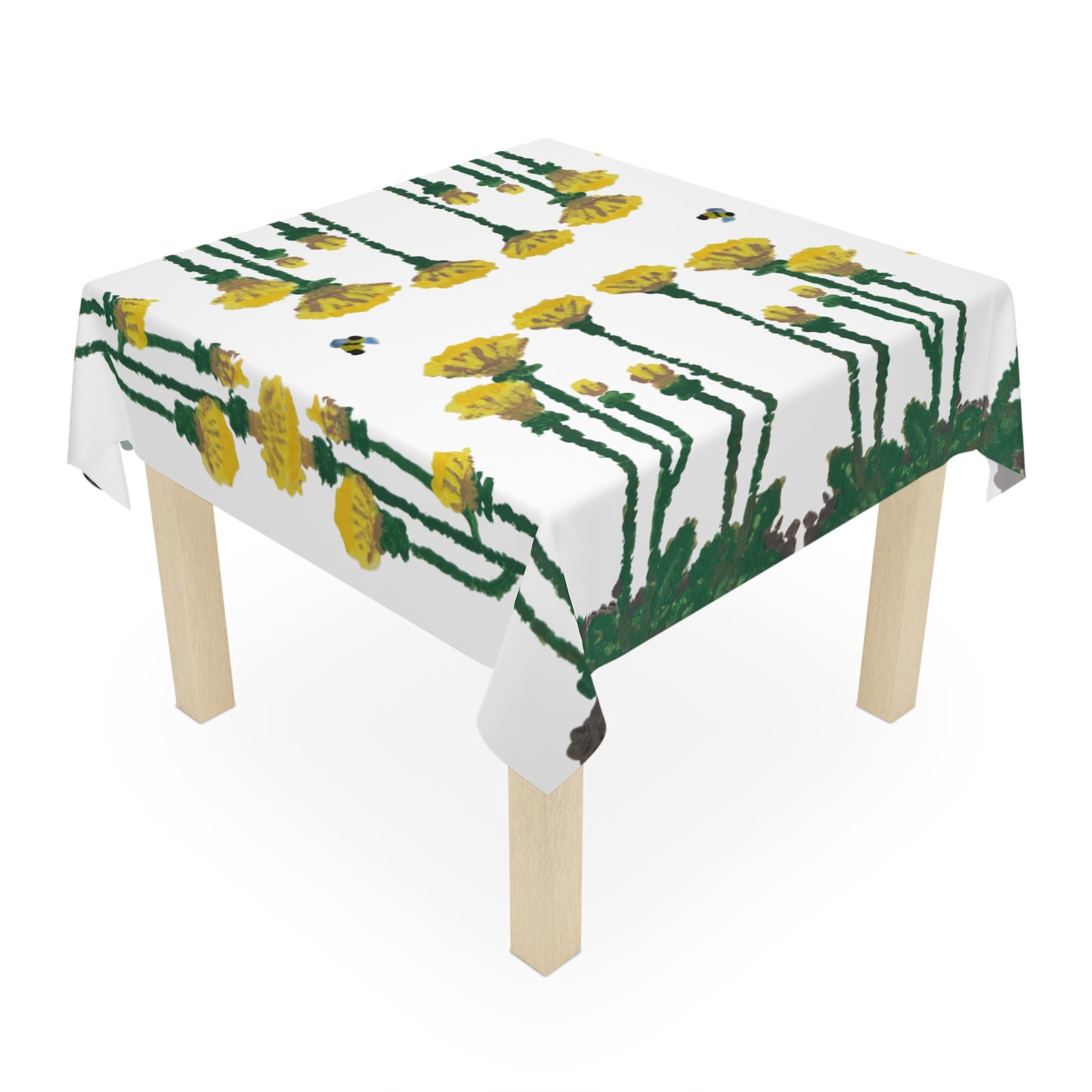 Dandelion Floral Tablecloth, Square Farmhouse Table Throw, Outdoor Tablecloth, Large Beach Blanket