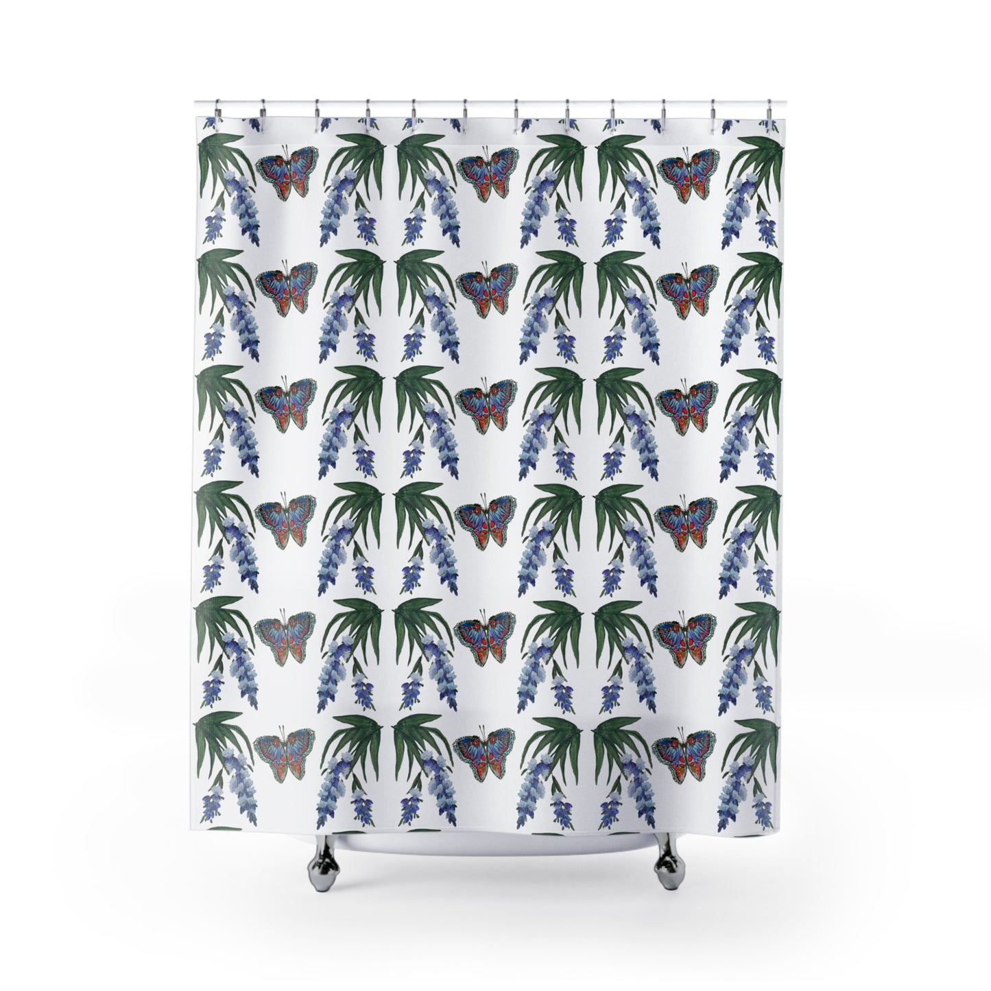 Monarch Wisteria Shower Curtains, Printed Floral Bathroom Decor, Spring Bathroom Refresh Gift