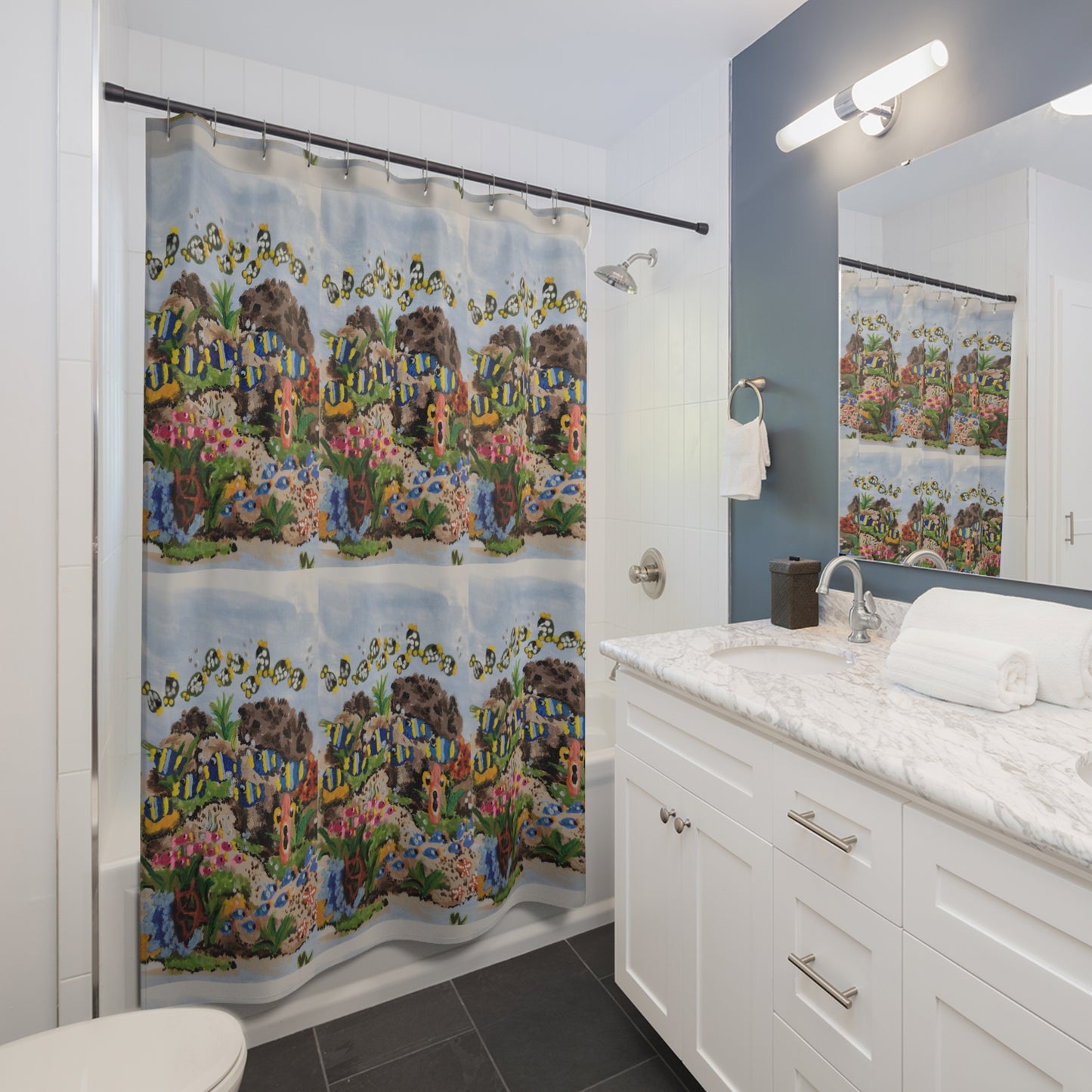 Under Water Ocean View Shower Curtain, Unique Nature Inspired Bathroom Decor
