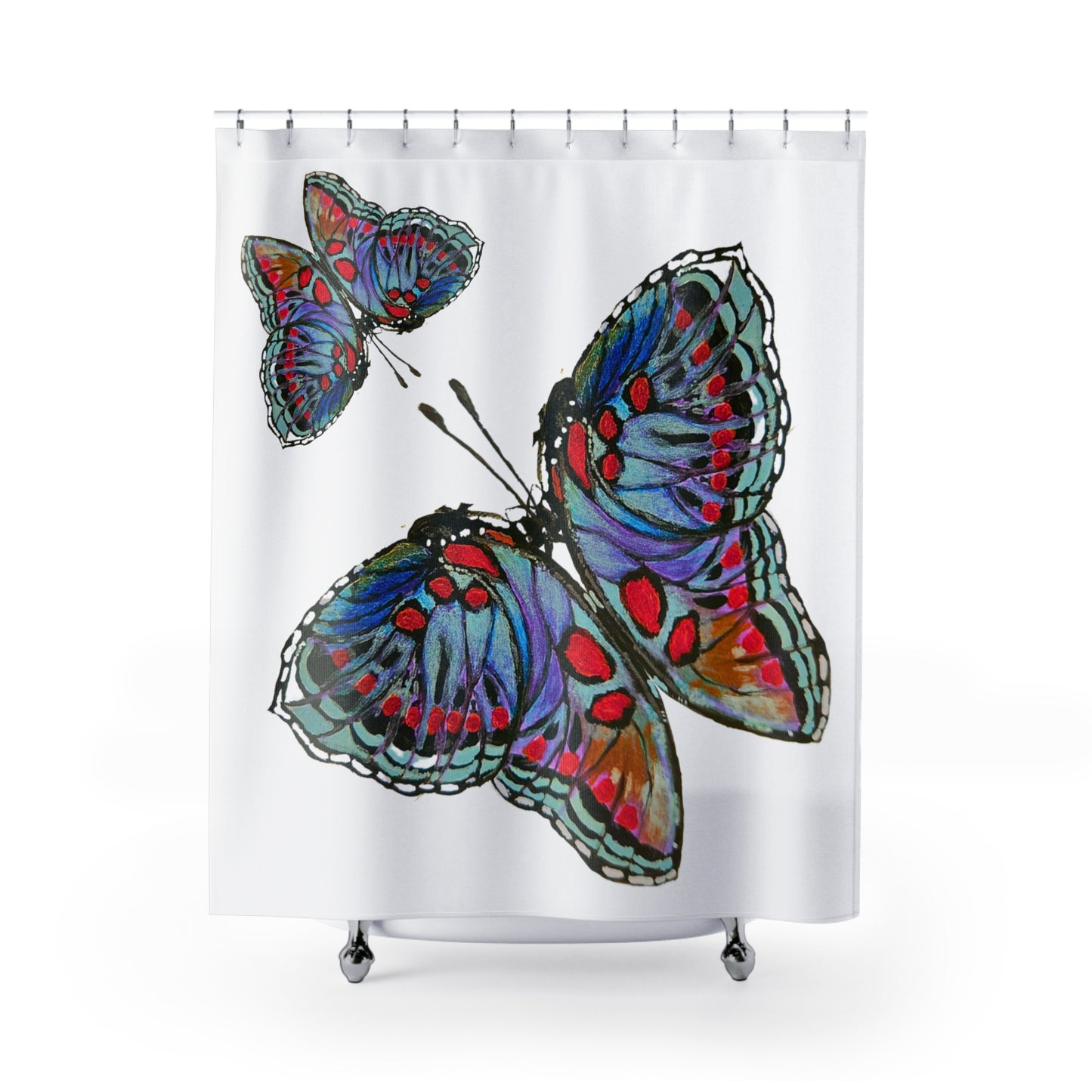 Monarch Shower Curtains, Spring Bathroom Refresh Gift, Printed Floral Bathroom Decor