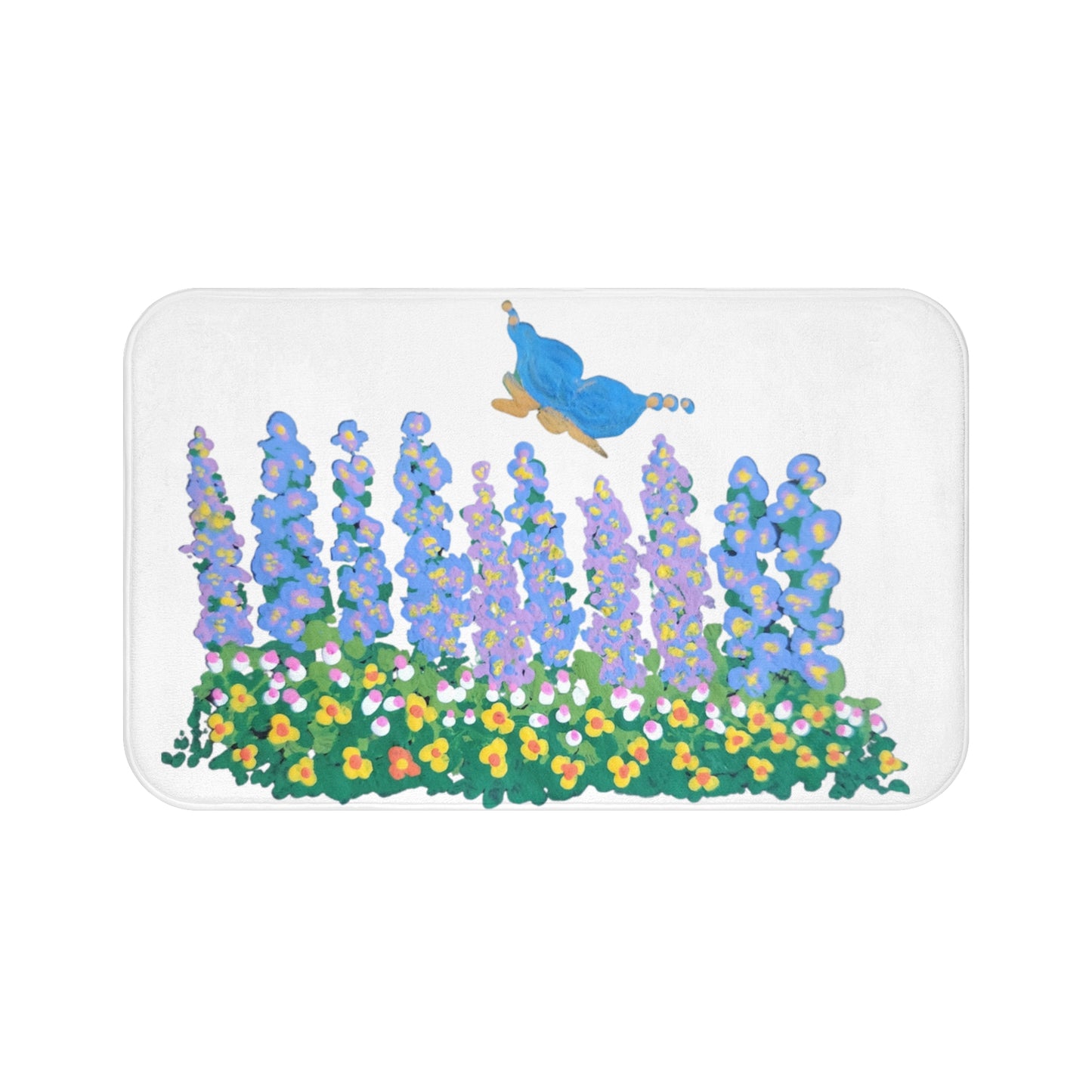Butterfly Lovers Garden Bath Mat, Trendy Decorative Accent Rug, Nature Inspired Bathroom Decor