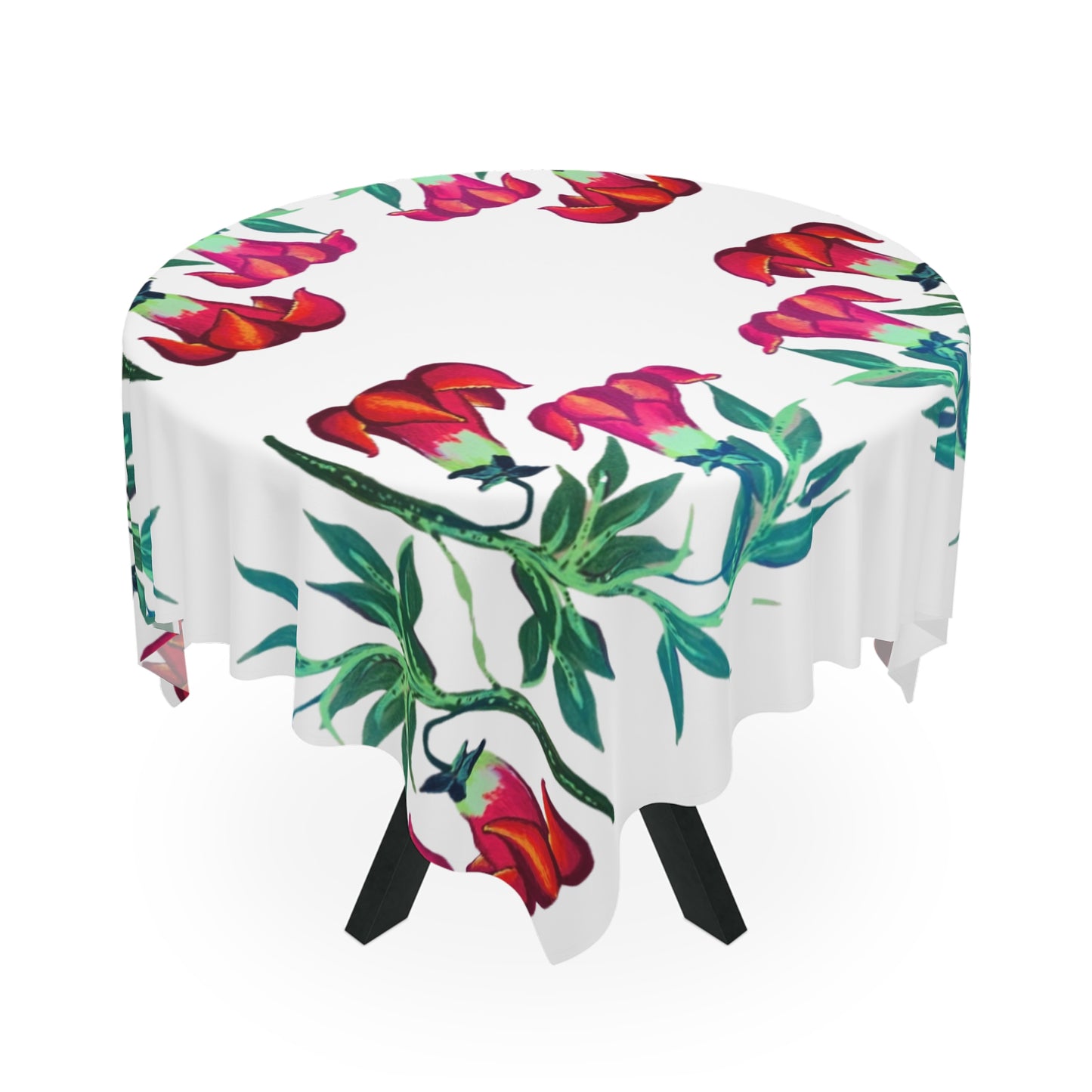 Floral Trumpets Tablecloth, Farmhouse Printed Tablecloth, Large Beach Blanket, Square Outdoor Tablecloth