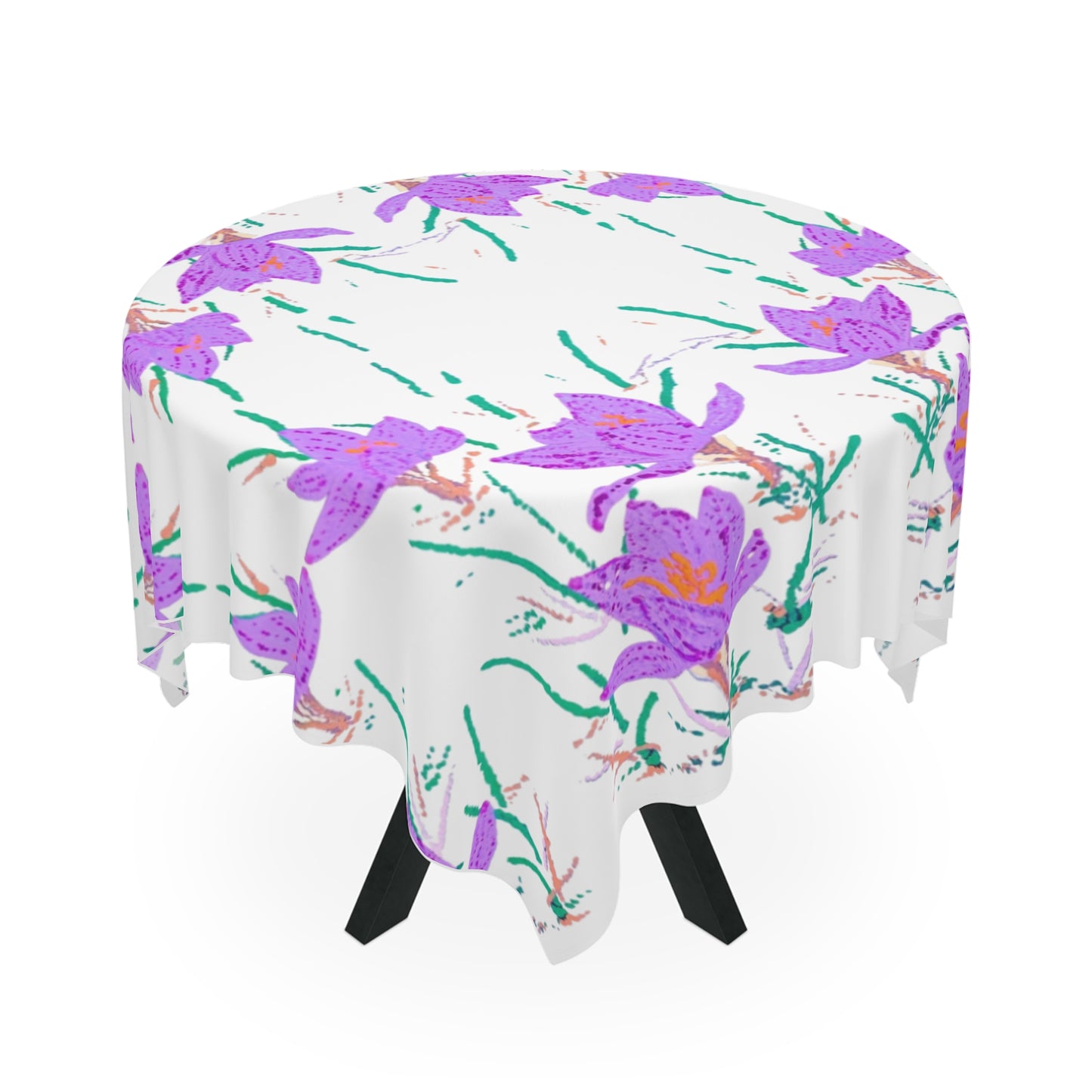 Crocus Flower Tablecloth, Decorative Wedding Tablecloth, Spring Outdoor Tablecloth, Floral Farmhouse Table Throw