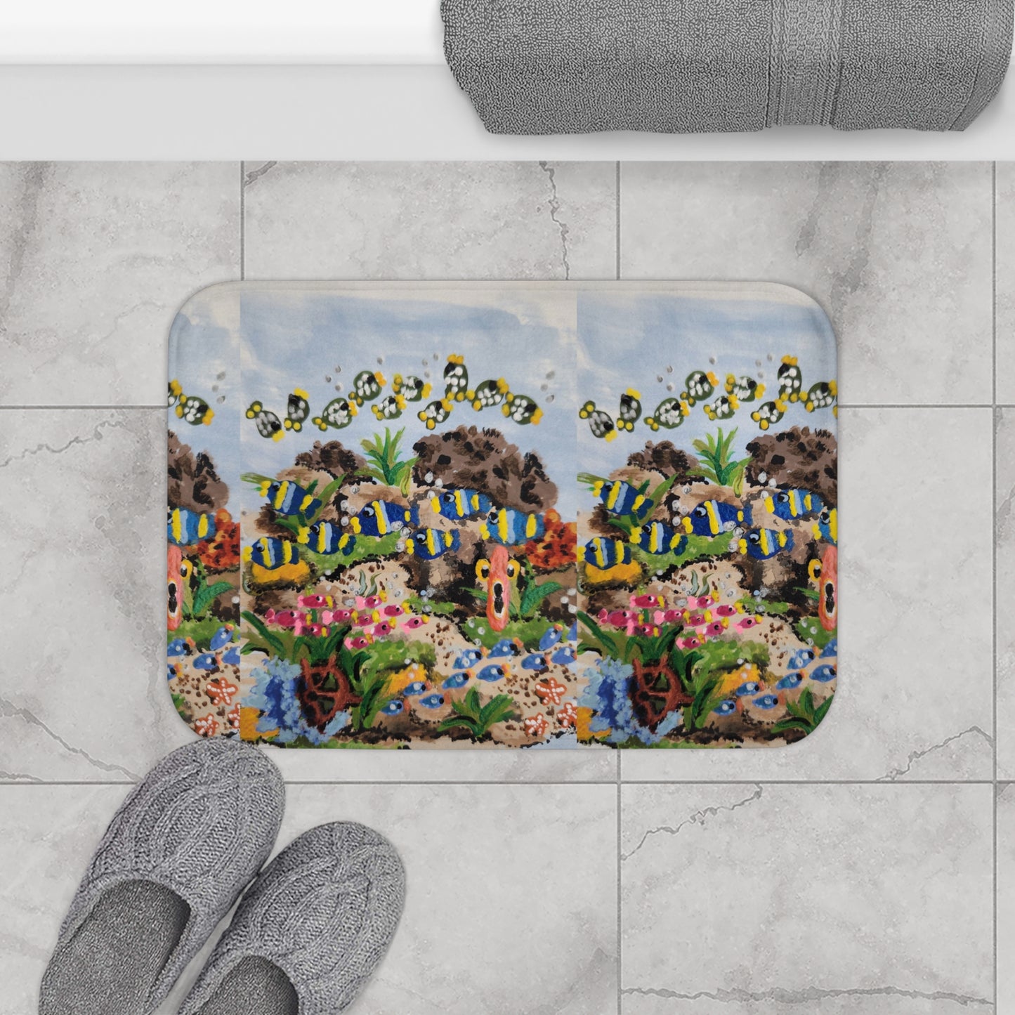 Under Water Ocean View Bath Mat, Beautiful Trendy Accent Rug, Non Slip, Memory Foam