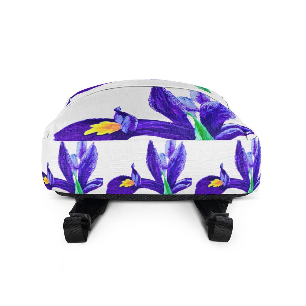 Iris floral backpack,back to school,wildflower backpack,botanical backpack,country backpack,aesthetic diaper bag,hiking backpack