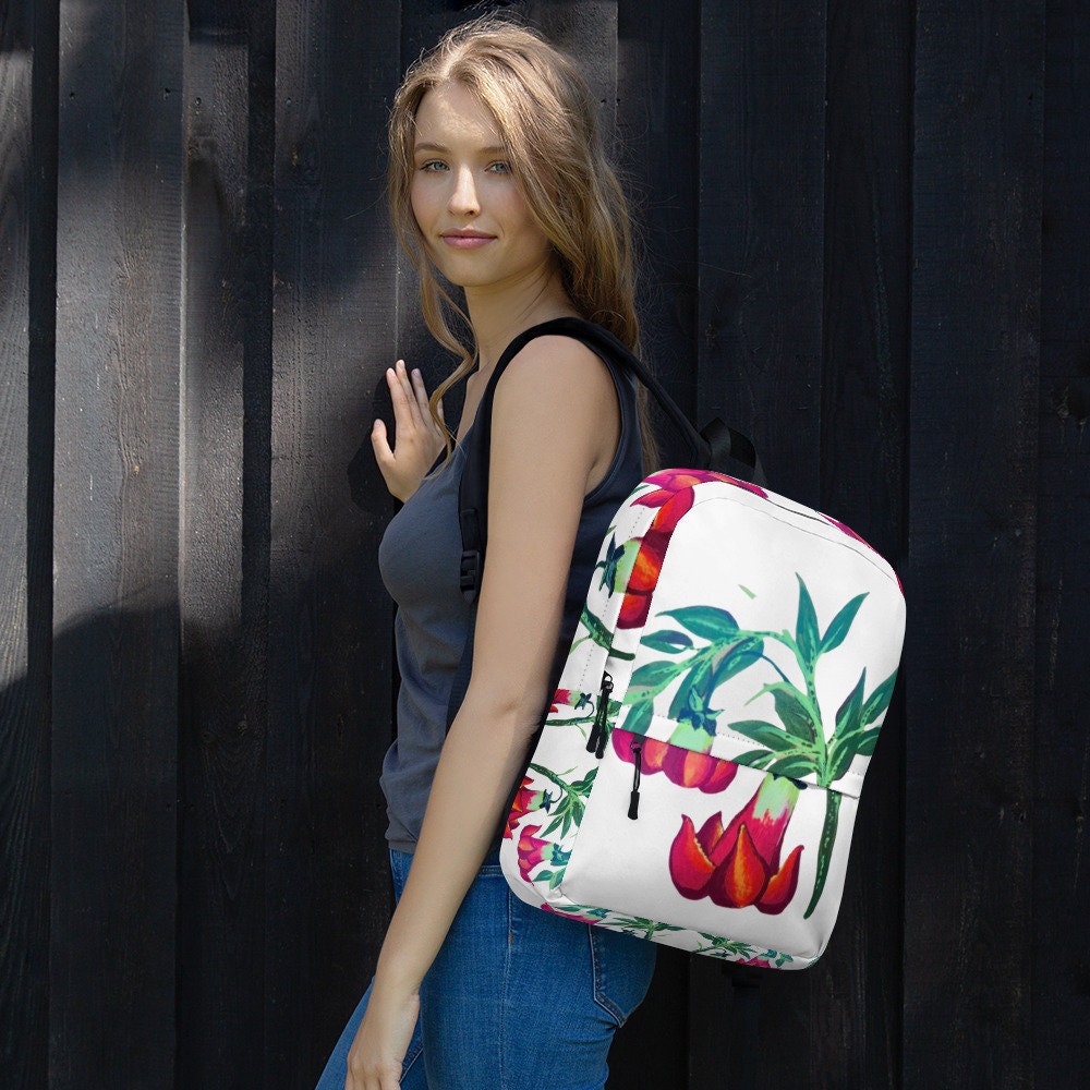 Trumpet flower backpack,back to school,college backpack,hiking backpack,botanical backpack,aesthetic diaper bag,country backpack,work bag
