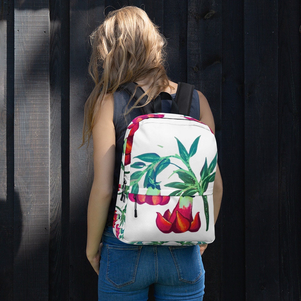 Trumpet flower backpack,back to school,college backpack,hiking backpack,botanical backpack,aesthetic diaper bag,country backpack,work bag