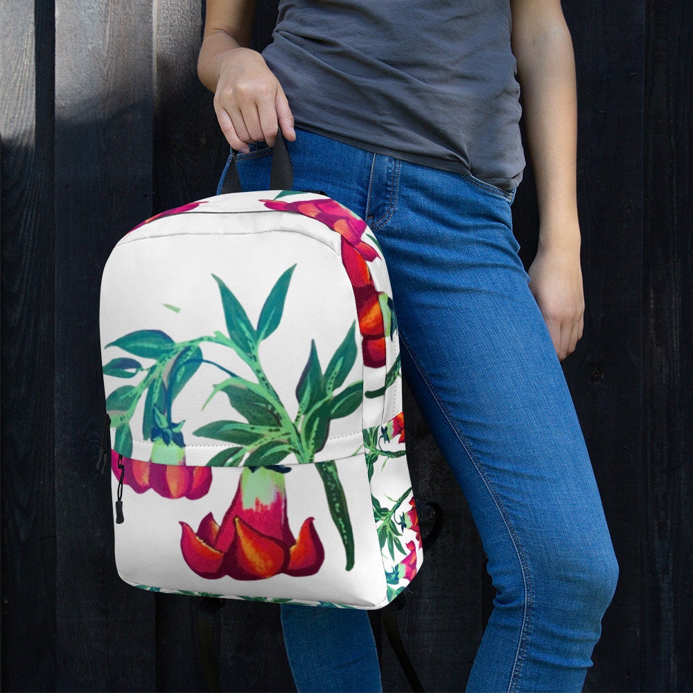 Trumpet flower backpack,back to school,college backpack,hiking backpack,botanical backpack,aesthetic diaper bag,country backpack,work bag