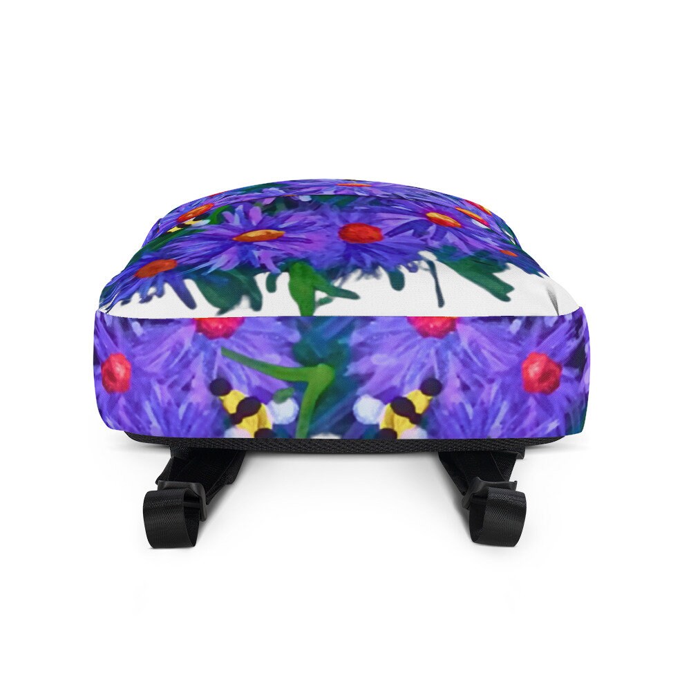 Aster flower backpack,back to school,wildflower backpack,botanical backpack,country backpack,college backpack,hiking backpack,diaper bag