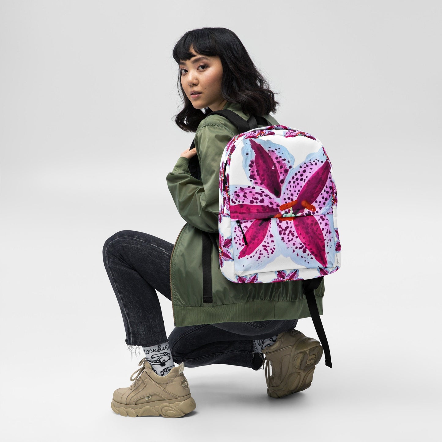 Tiger lily backpack,back to school,college backpack,hiking backpack,botanical backpack,womens diaper bag,country backpack,cute backpack