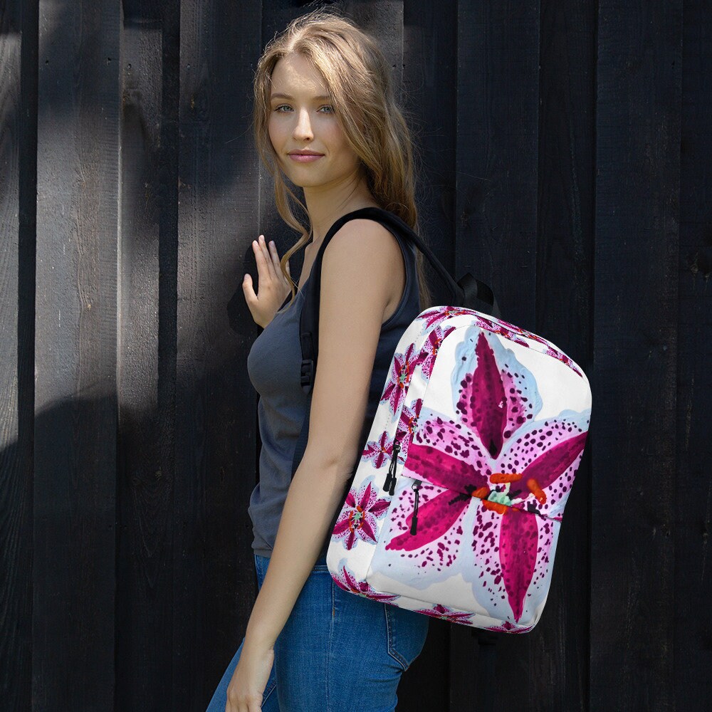 Tiger lily backpack,back to school,college backpack,hiking backpack,botanical backpack,womens diaper bag,country backpack,cute backpack