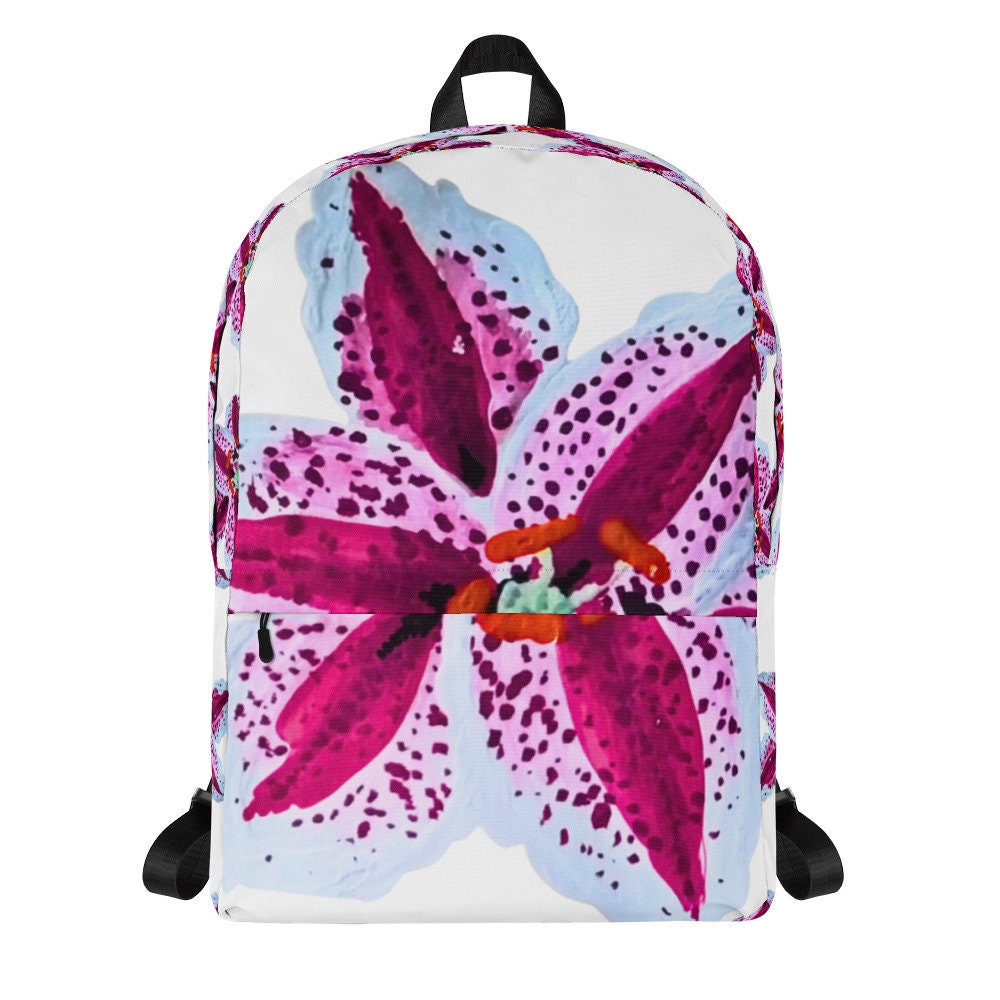 Tiger lily backpack,back to school,college backpack,hiking backpack,botanical backpack,womens diaper bag,country backpack,cute backpack