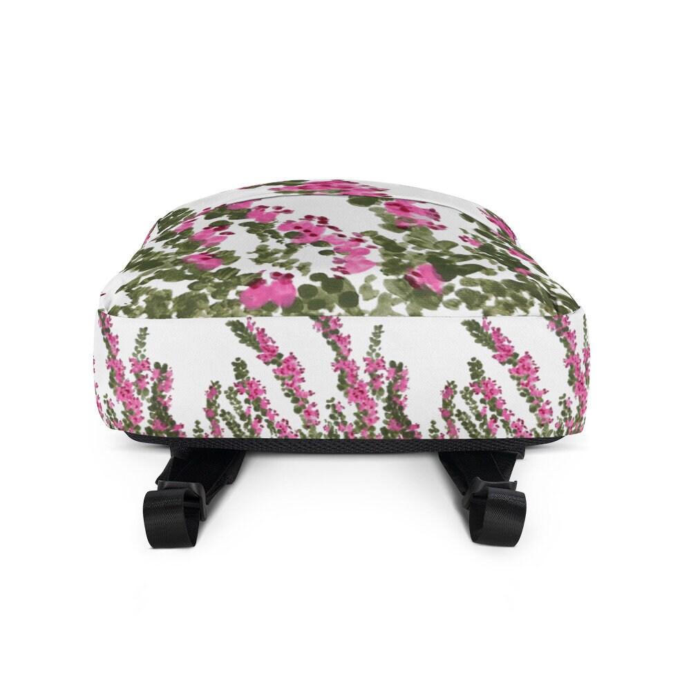 Heather flower backpack,back to school,college backpack,hiking backpack,botanical backpack,country backpack,aesthetic diaper bag,cool bag
