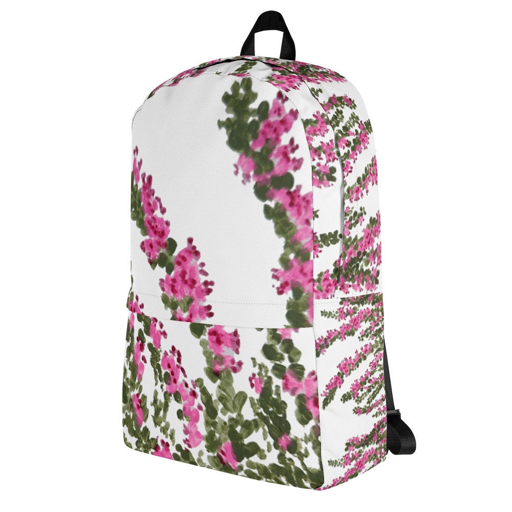 Heather flower backpack,back to school,college backpack,hiking backpack,botanical backpack,country backpack,aesthetic diaper bag,cool bag