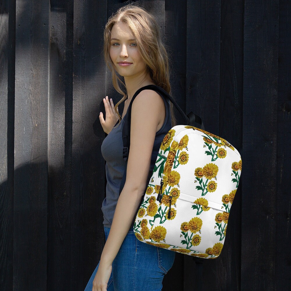 Sunflower backpack,back to school,college backpack,hiking backpack,botanical backpack,country backpack,women's diaper bag,work backpack