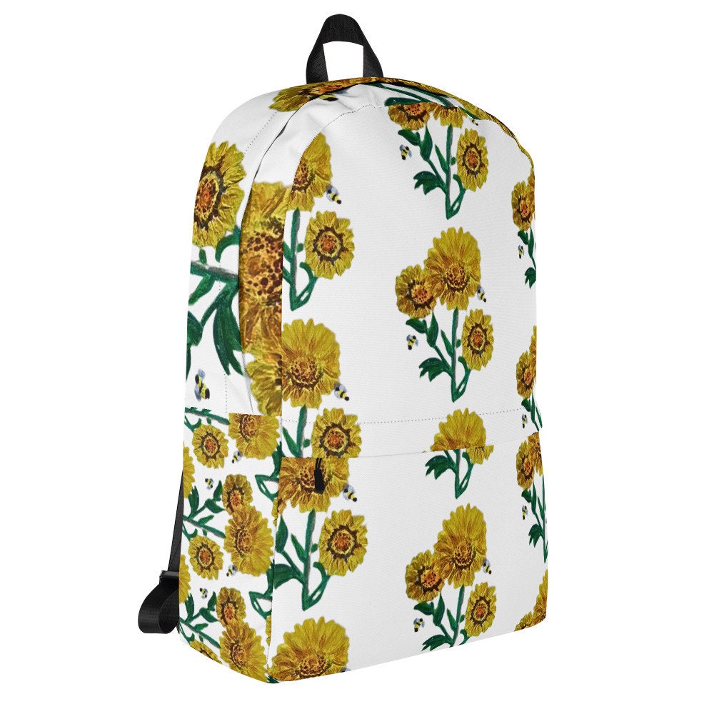 Sunflower backpack,back to school,college backpack,hiking backpack,botanical backpack,country backpack,women's diaper bag,work backpack