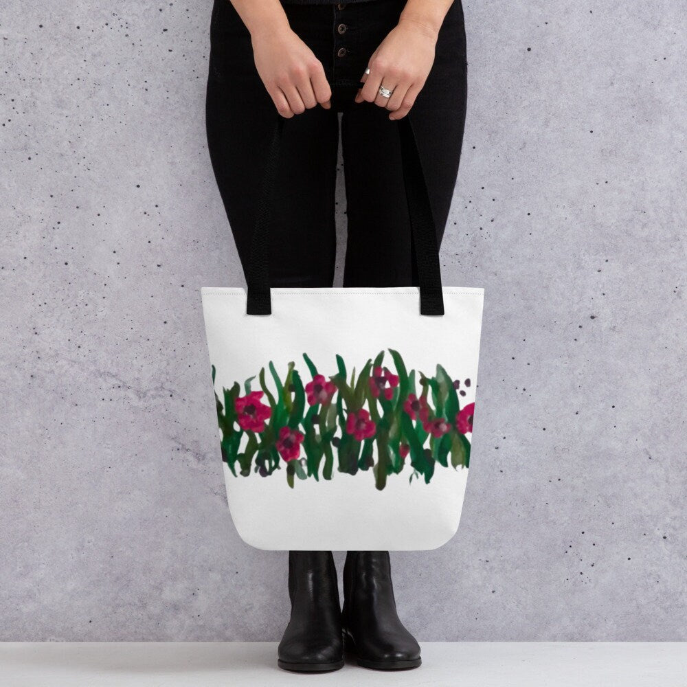 Floral tote bag,shopping bag,beach tote bag,reusable tote bag,farmers market bag,unisex tote bag,daycare bag,carry all,nurse tote bag