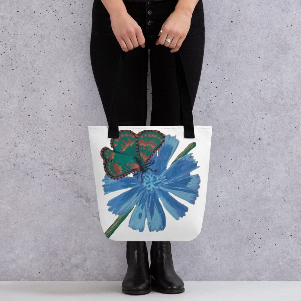 Reusable butterfly tote bag,botanical tote bag,daycare bag,farmers market bag,unisex tote bag,carry all,beach tote bag,nurse tote bag