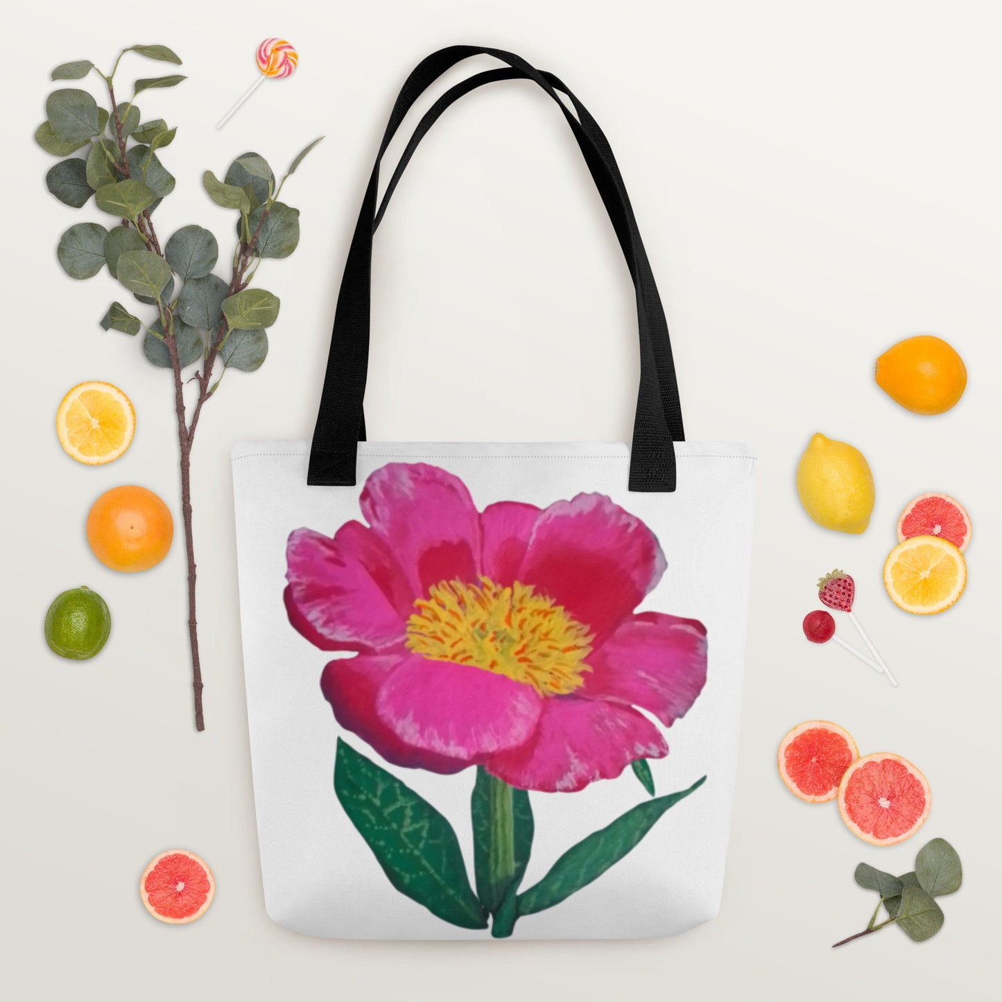 Pink flower tote bag,botanical tote bag,daycare bag,farmers market bag,unisex tote bag,beach tote bag,reusable tote,durable tote bag
