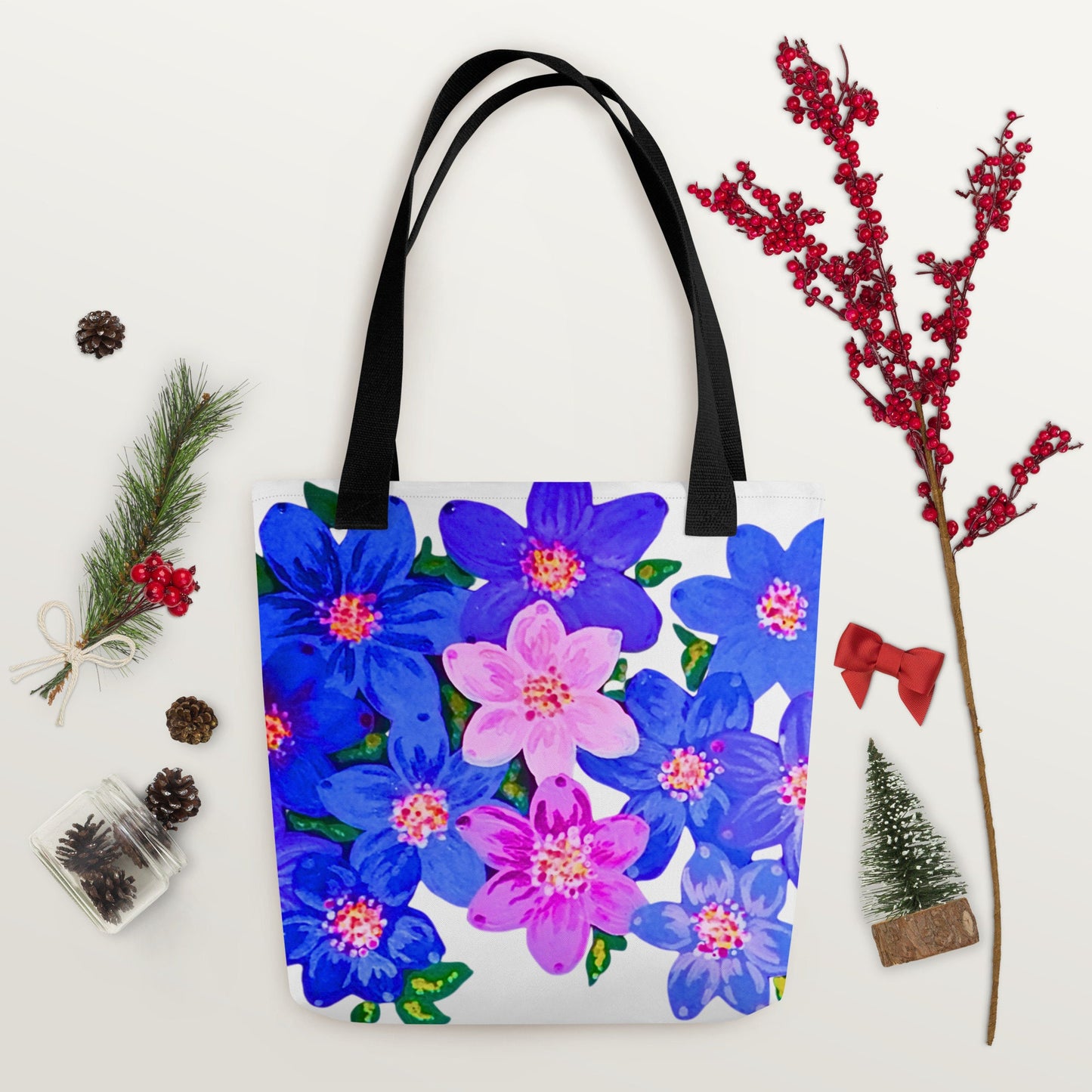 Colorful floral tote bag,botanical tote bag,daycare bag,farmers market bag,unisex tote,durable tote,bridal party bag,reusable tote bag