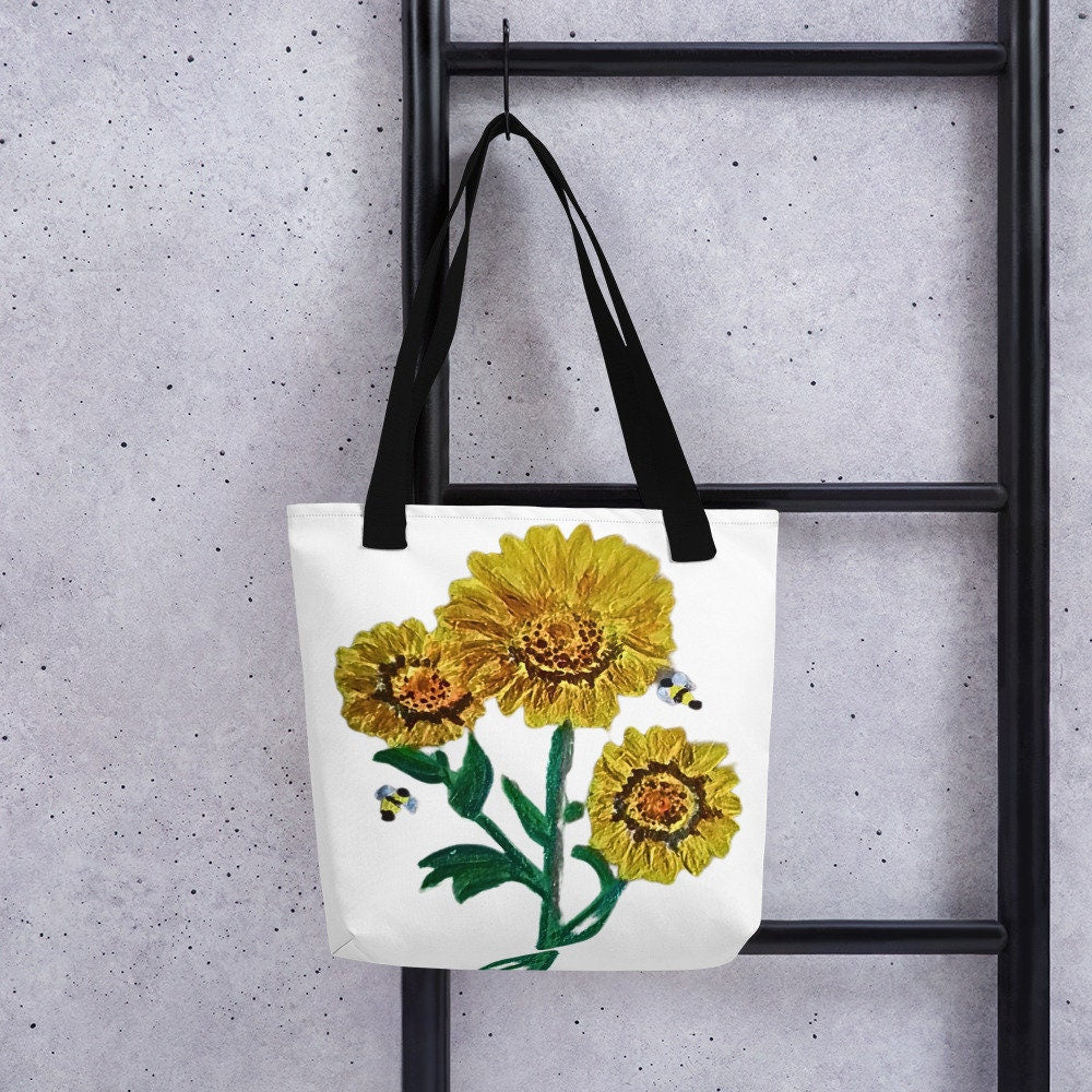 Wildflower reusable tote bag,botanical tote bag,daycare bag,farmers market bag,carry all,beach tote bag,nurse tote bag,durable tote bag