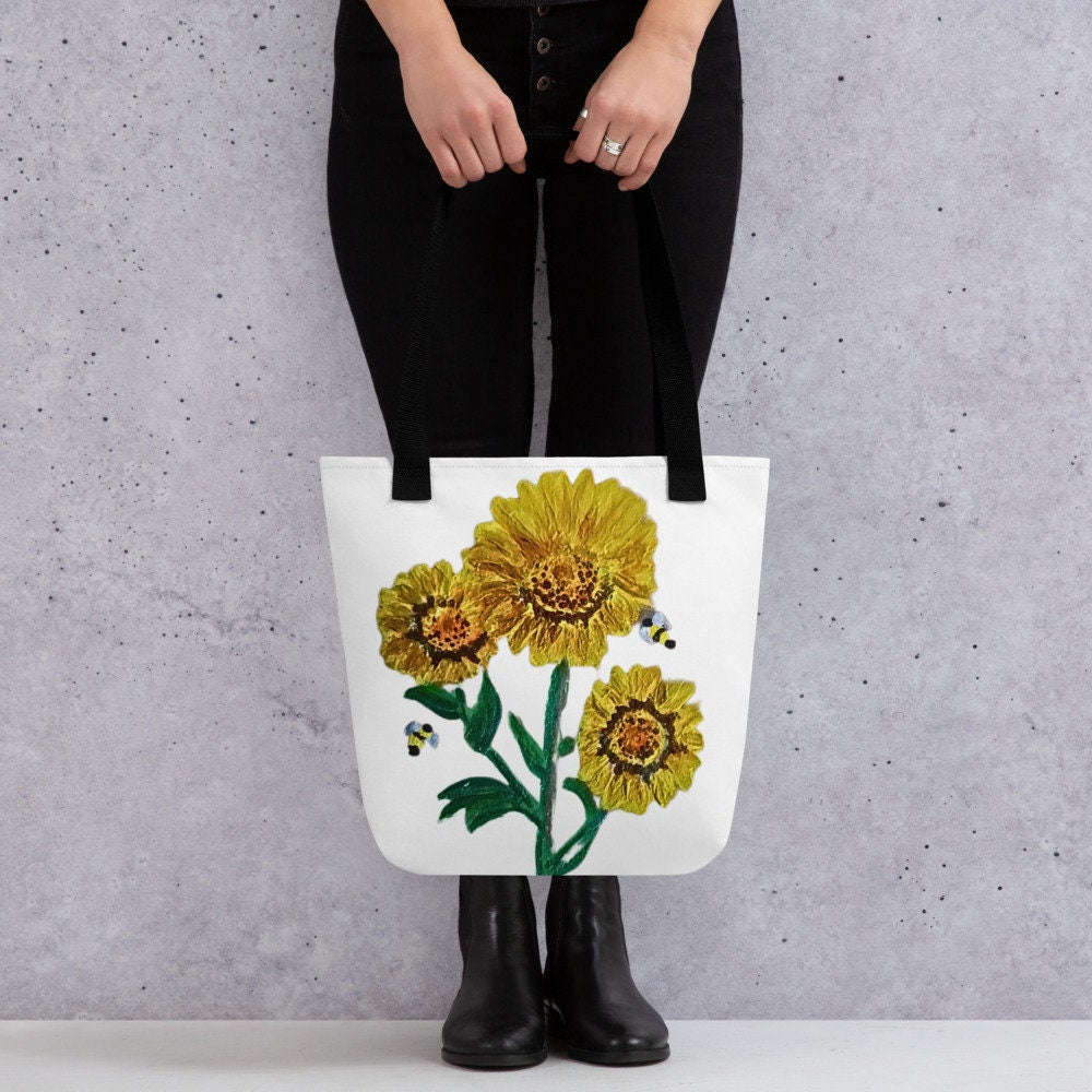 Wildflower reusable tote bag,botanical tote bag,daycare bag,farmers market bag,carry all,beach tote bag,nurse tote bag,durable tote bag