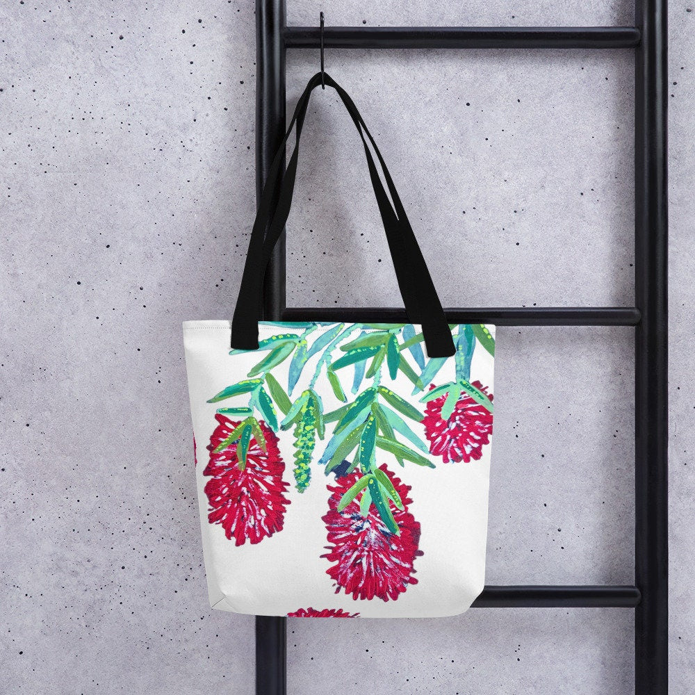 Weeping bottle brush tote bag,reusable tote bag,beach tote bag,farmers market bag,carry all,nurse tote bag,daycare bag,flower girl bag