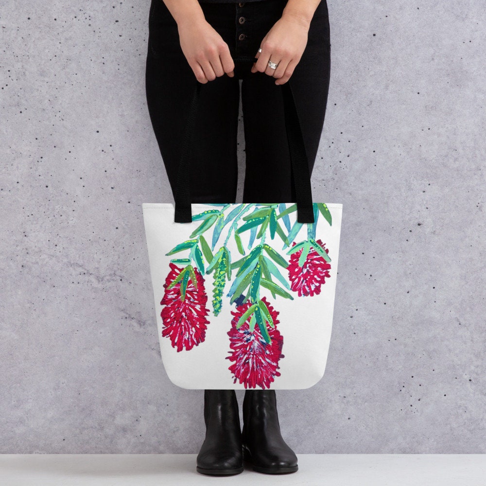 Weeping bottle brush tote bag,reusable tote bag,beach tote bag,farmers market bag,carry all,nurse tote bag,daycare bag,flower girl bag