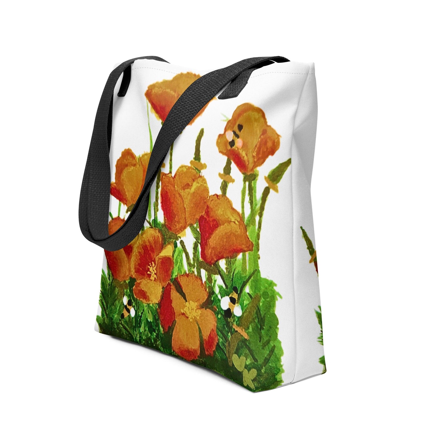 California poppies reusable tote bag,botanical tote bag,beach tote bag,nurse tote bag,daycare bag,farmers market bag,carry all,durable tote