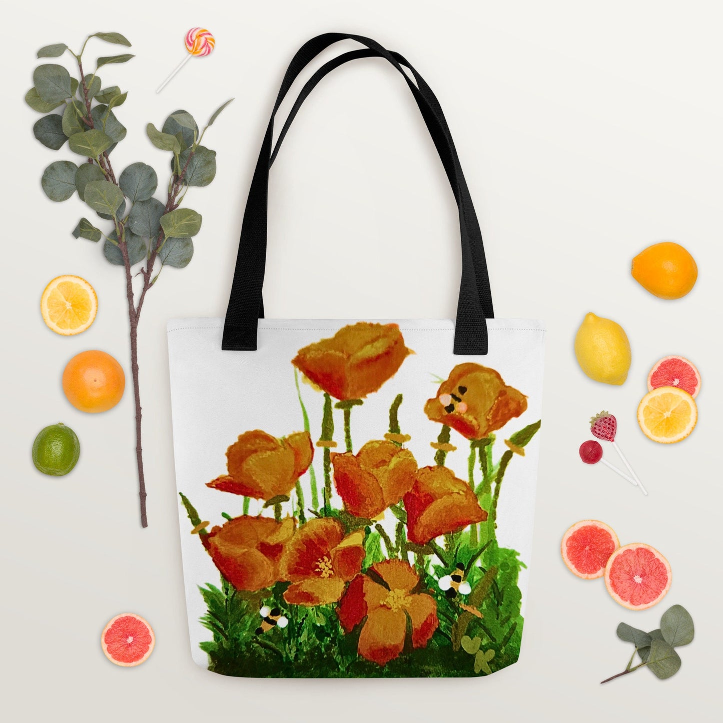 California poppies reusable tote bag,botanical tote bag,beach tote bag,nurse tote bag,daycare bag,farmers market bag,carry all,durable tote