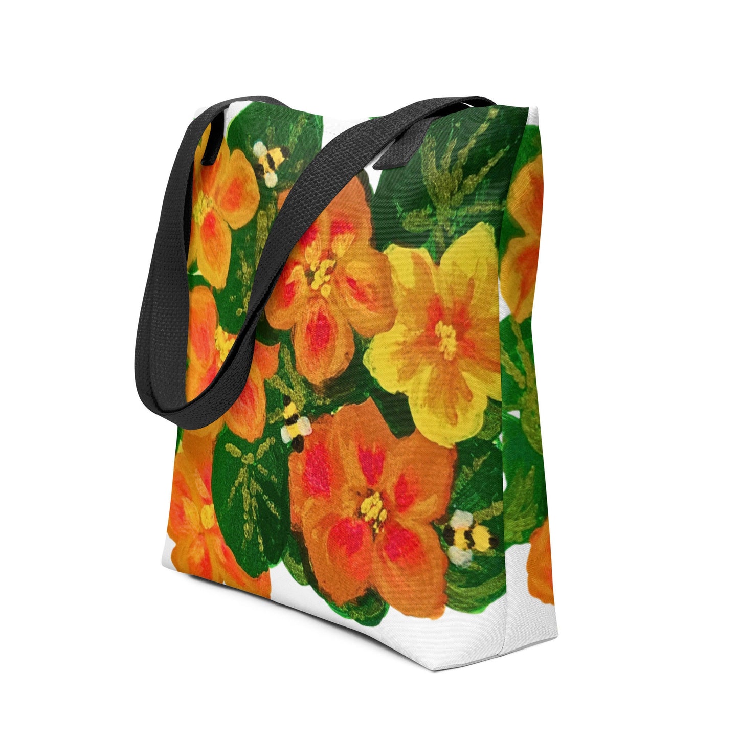 Orange floral tote bag,beach tote bag,nurse tote bag,farmers market bag,carry all,wildflower tote bag,daycare bag,nature lover bag