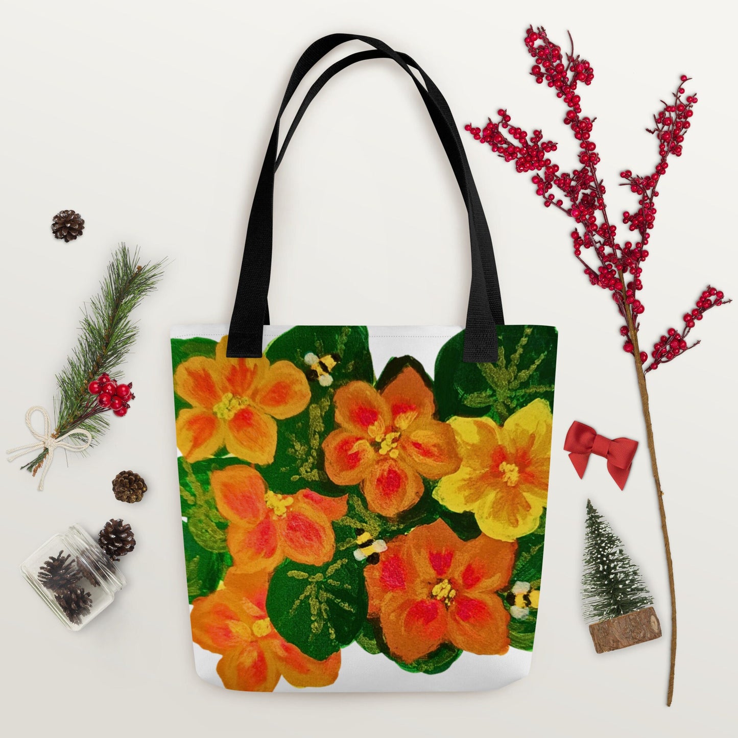 Orange floral tote bag,beach tote bag,nurse tote bag,farmers market bag,carry all,wildflower tote bag,daycare bag,nature lover bag