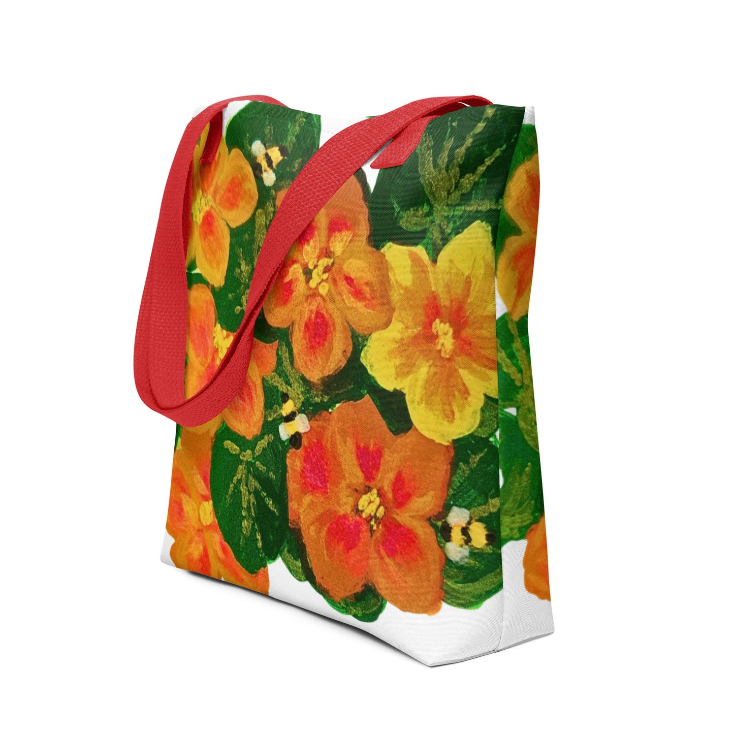 Orange floral tote bag,beach tote bag,nurse tote bag,farmers market bag,carry all,wildflower tote bag,daycare bag,nature lover bag