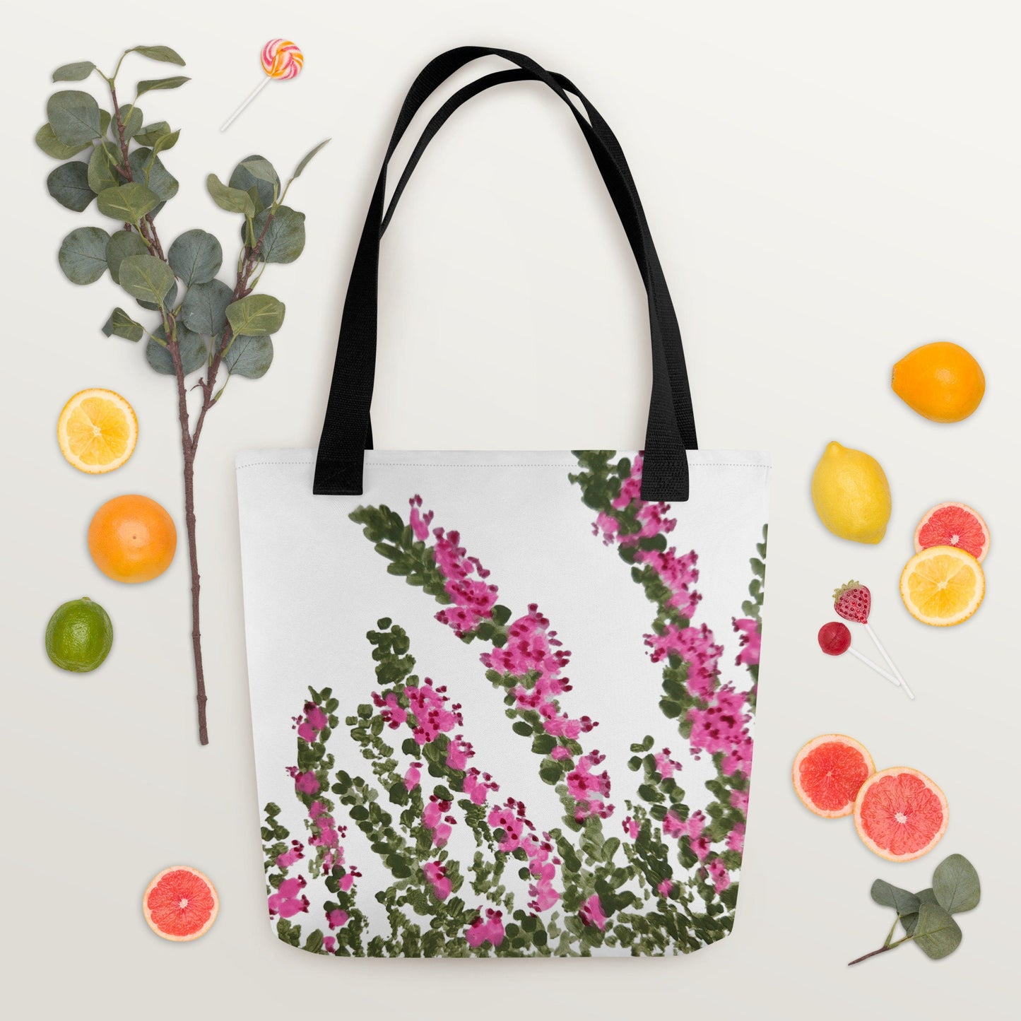 Floral heather tote bag,botanical tote bag,beach tote bag,nurse tote bag,carry all,farmers market bag,wildflower tote,nature lover bag