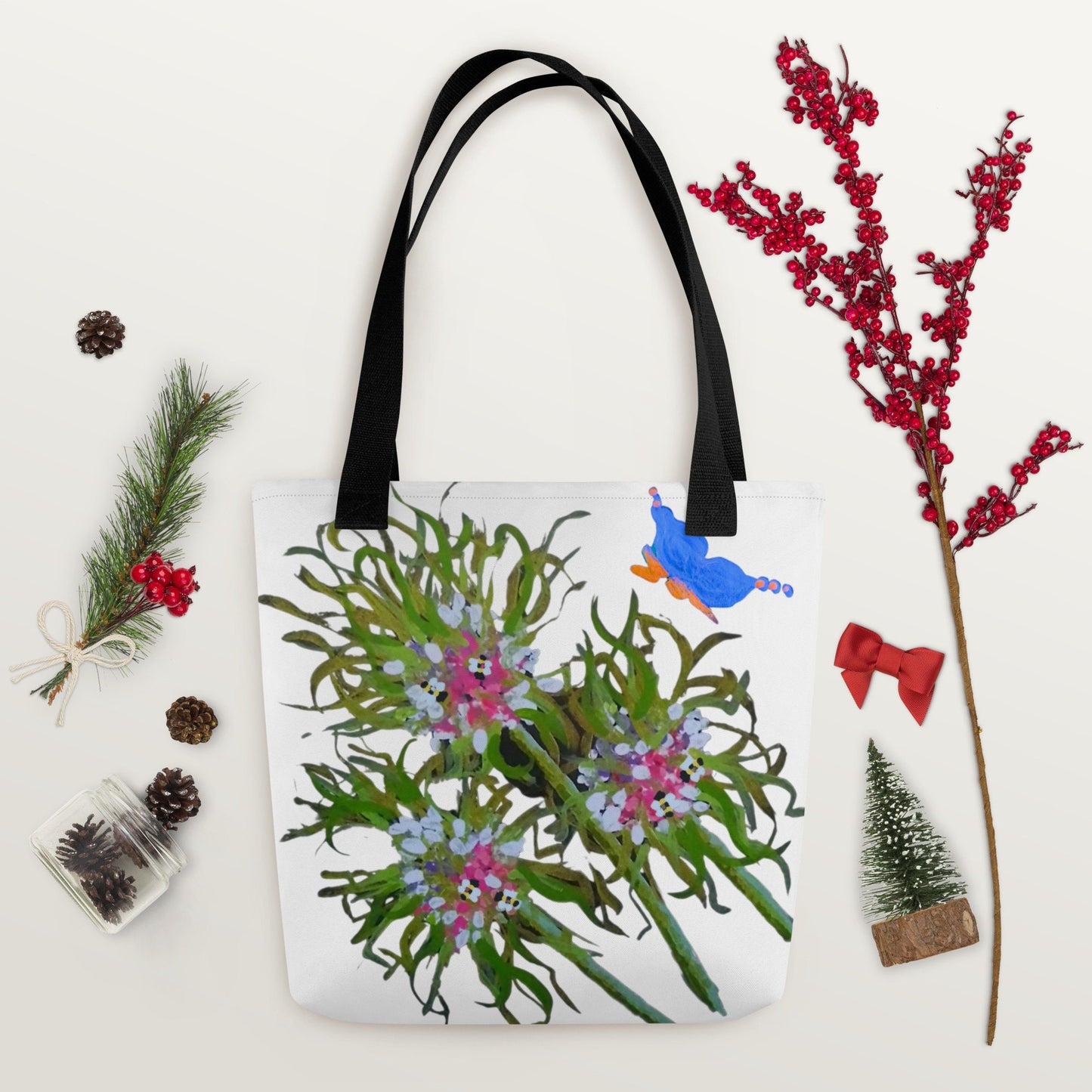 Nature lovers reusable tote bag,beach tote bag,nurse tote bag,wildflower tote bag,daycare bag,carry all,durable tote bag,butterfly lover