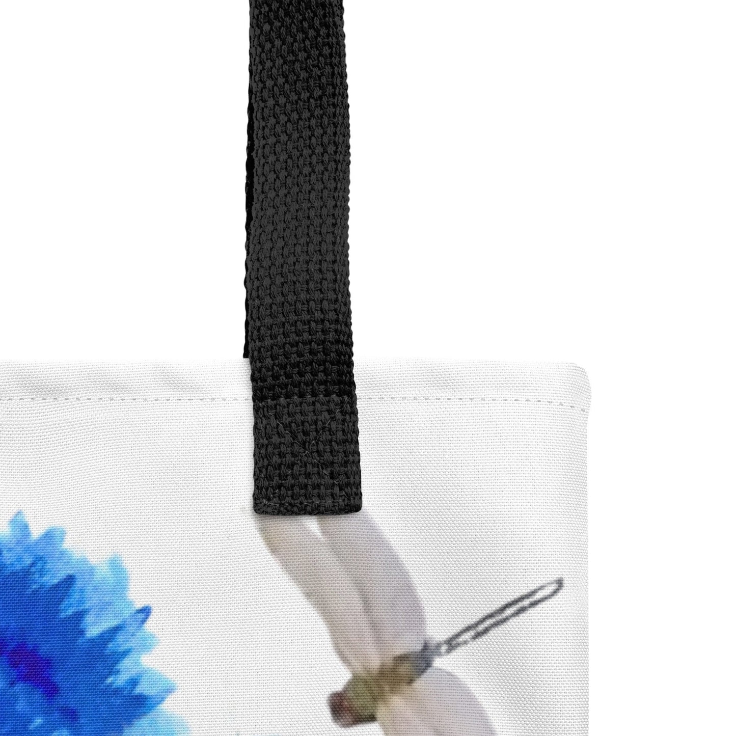 Reusable blue wildflower tote bag,beach tote bag,nurse tote bag,farmers market bag,carry all,dragonfly lover gift,nature lover gift