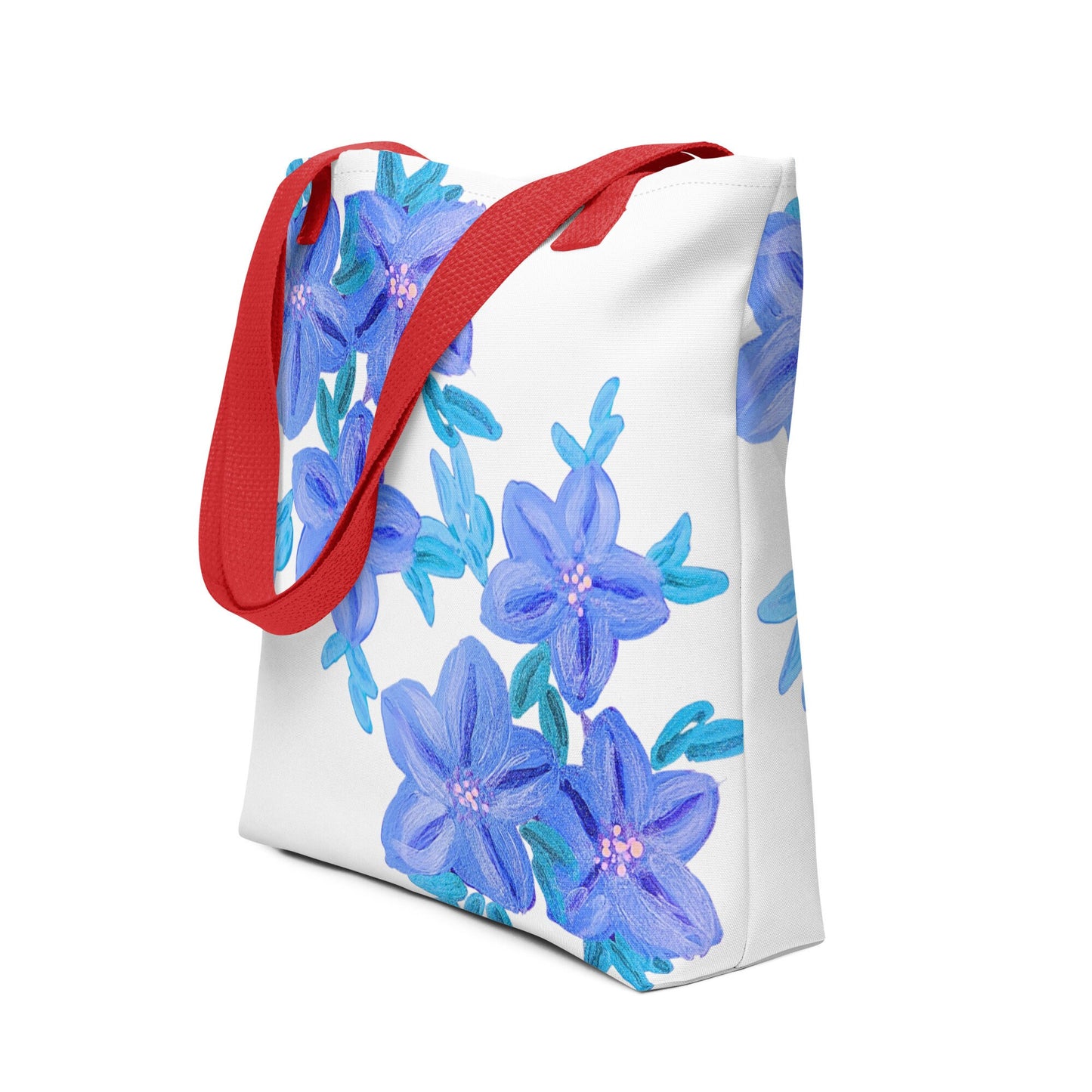 Pastel blue floral tote bag,nurse tote bag,beach tote bag,farmers market bag,carry all,wildflower tote bag,colorful tote,nature lovers tote
